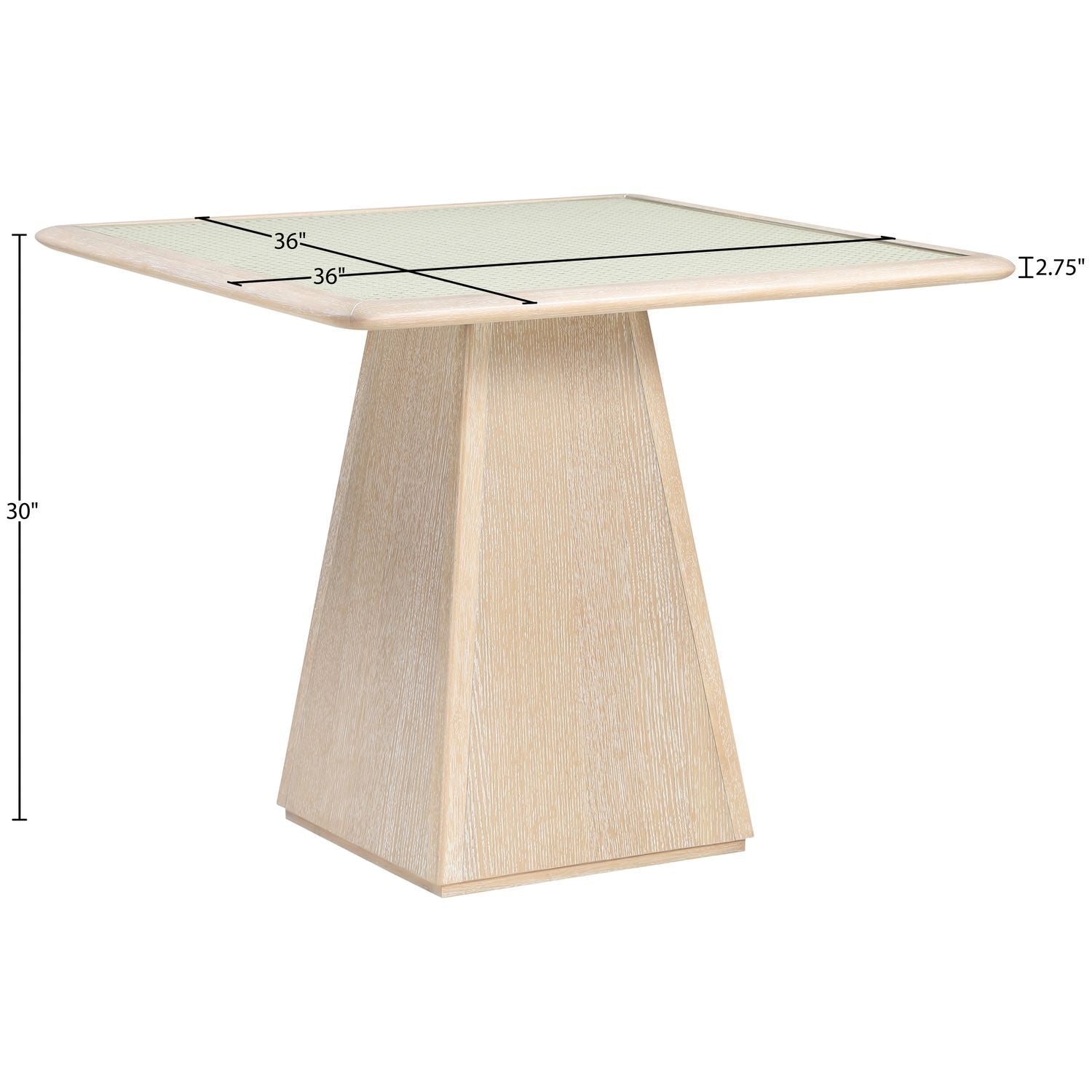 Atrium Glass And Cane Top With Solid Wood Base Dining / Game Table — Natural