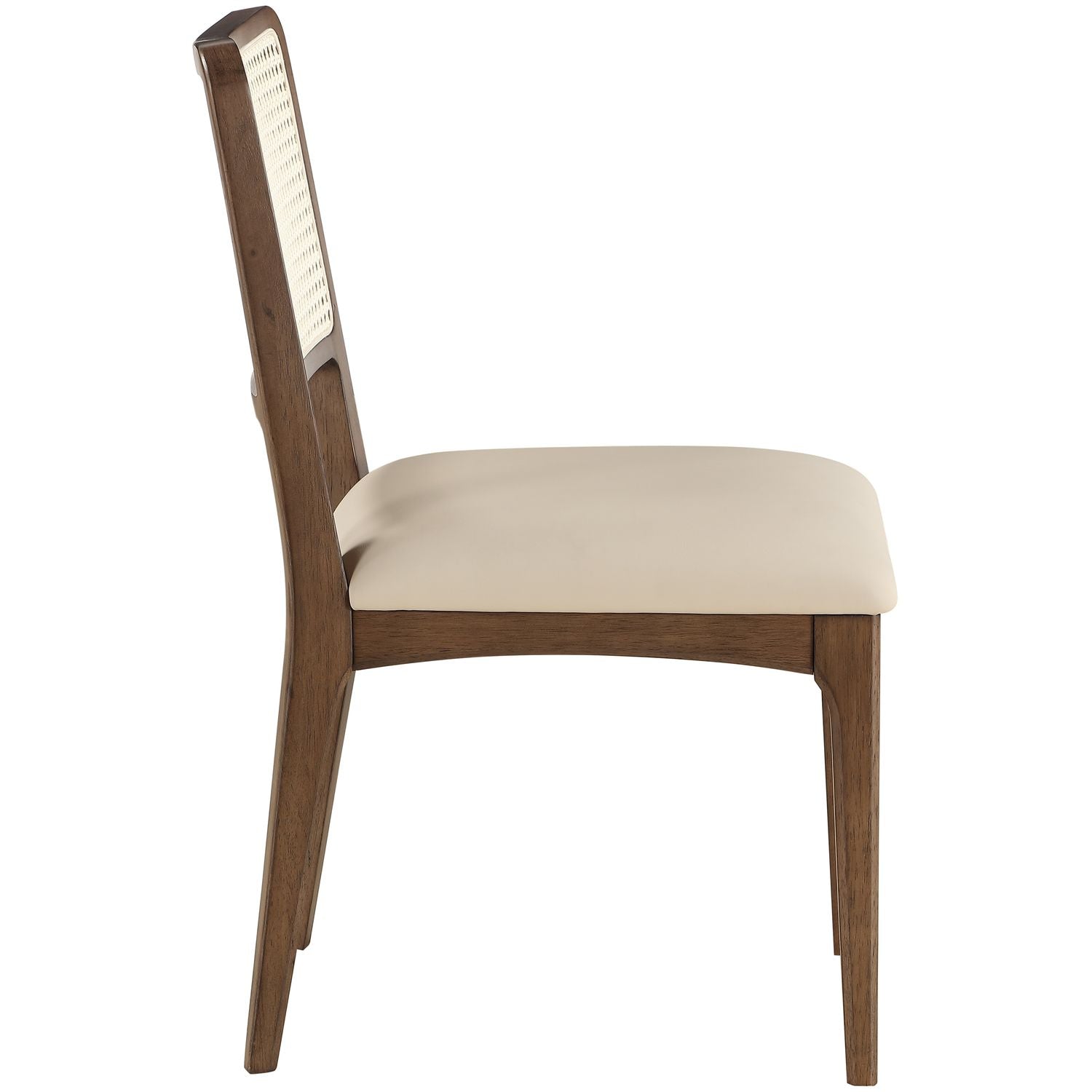 Atrium Cane Back And Vegan Leather Upholstered Seat Dining Chair — Beige / Brushed Brown