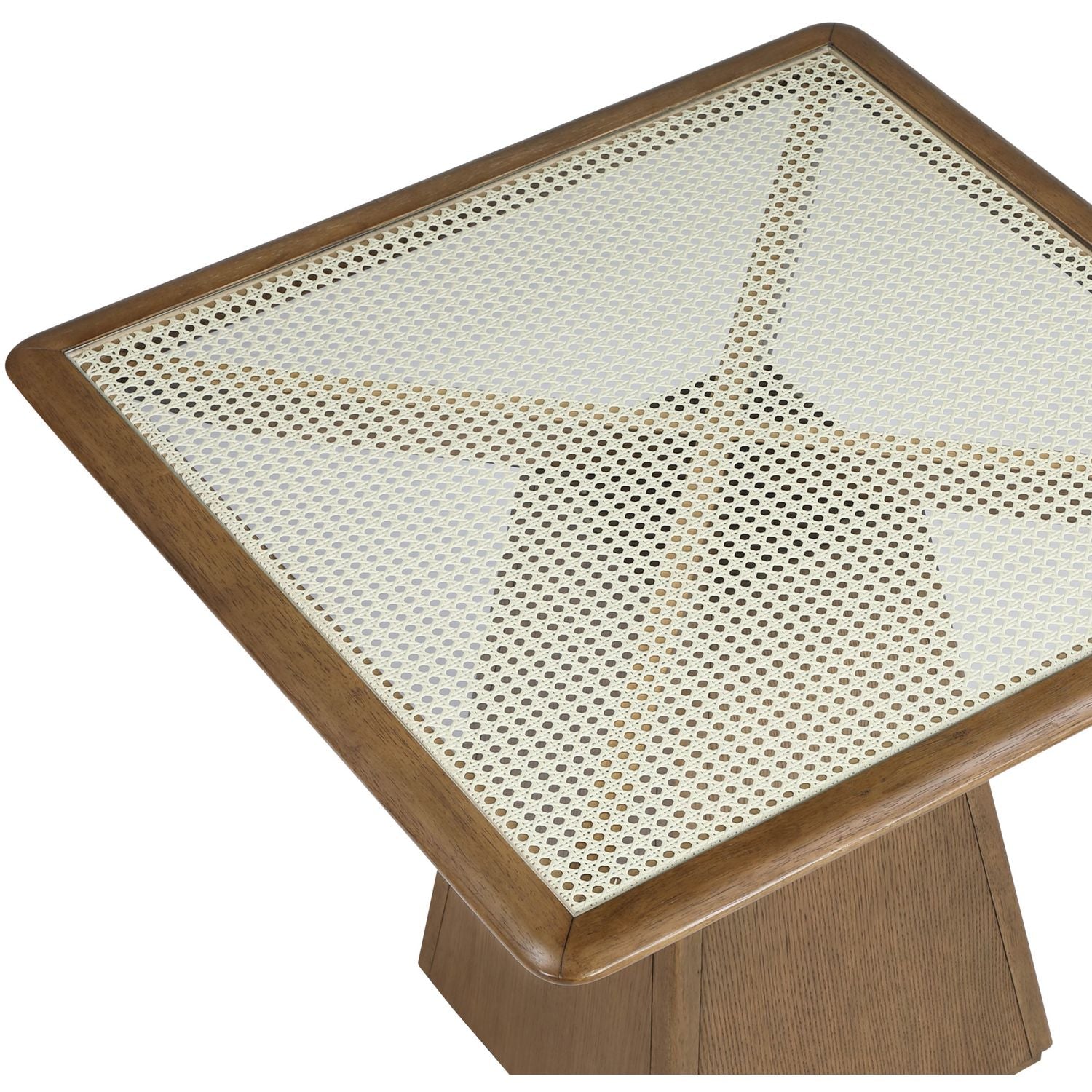 Atrium Glass And Cane Top With Solid Wood Base Dining / Game Table — Brown