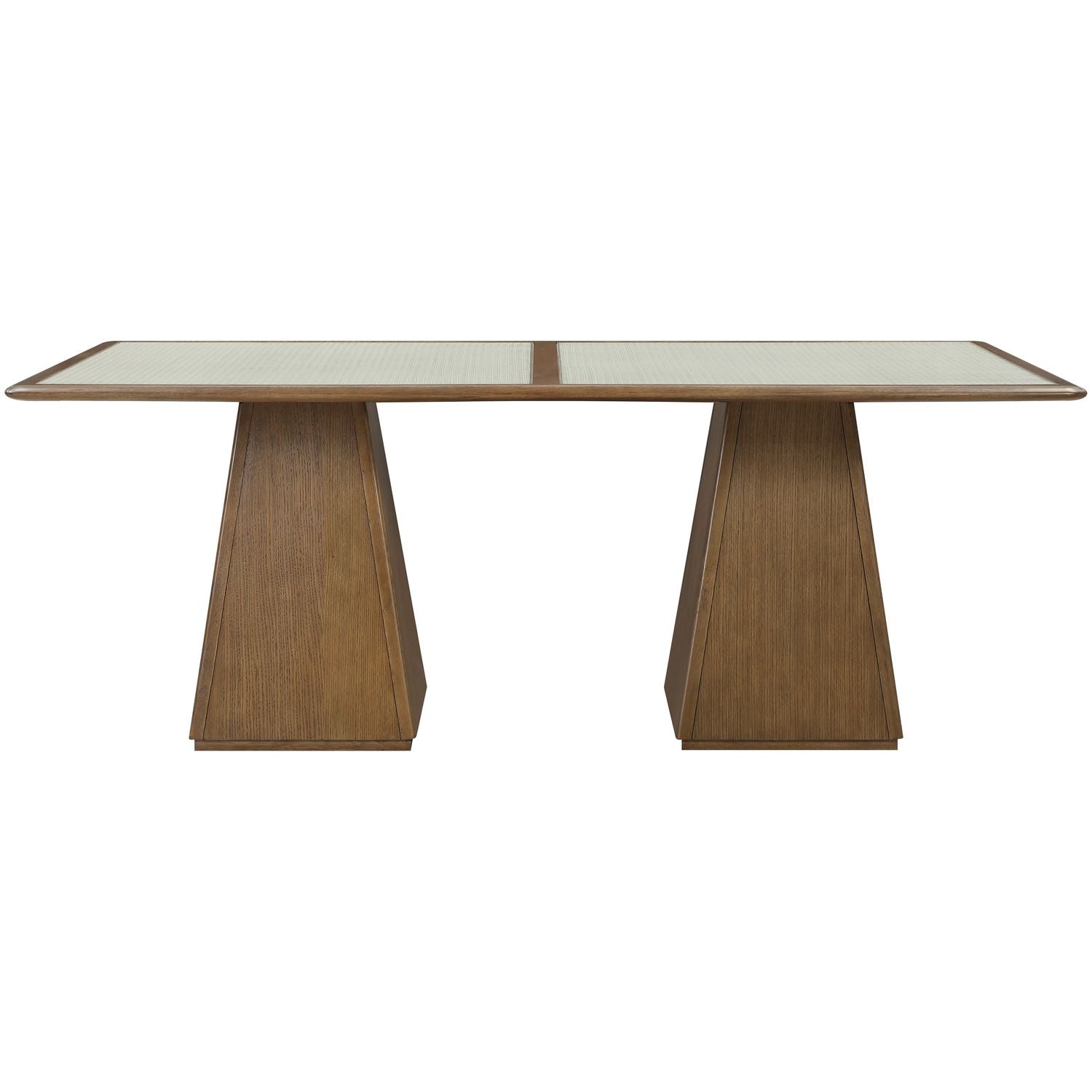 Atrium Glass And Cane Top With Solid Wood Base Dining Table — Brown