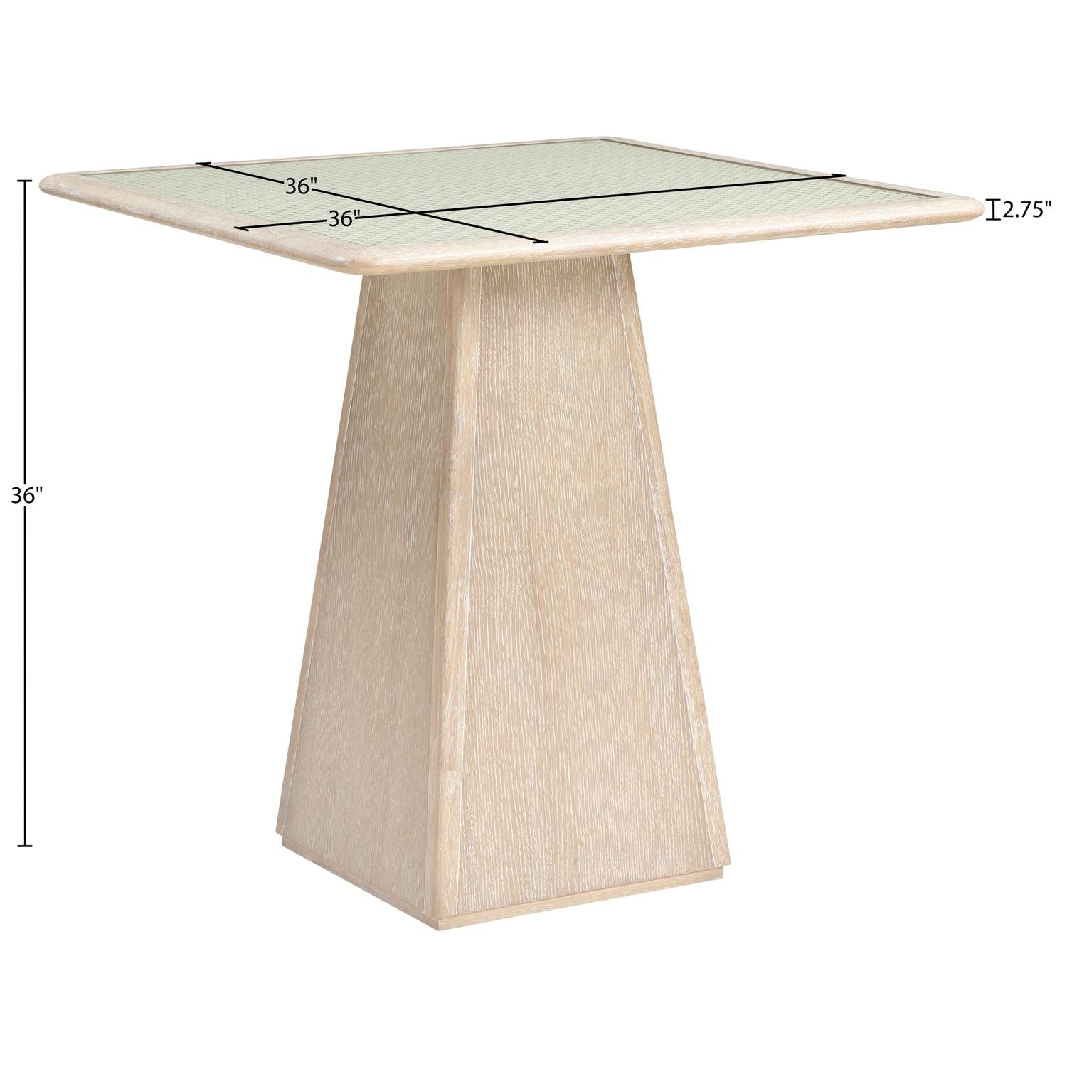 Atrium Glass And Cane Top With Solid Wood Base Counter Height Table — Natural