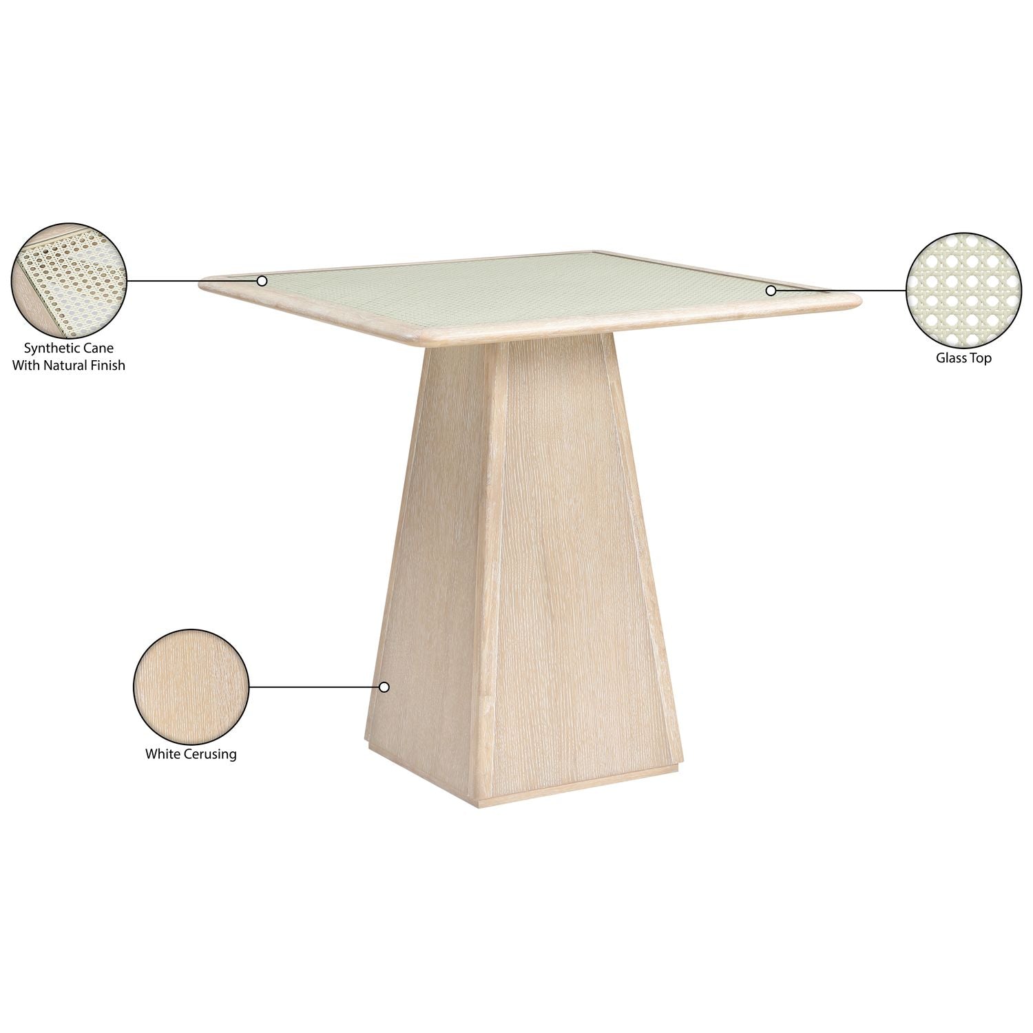 Atrium Glass And Cane Top With Solid Wood Base Counter Height Table — Natural