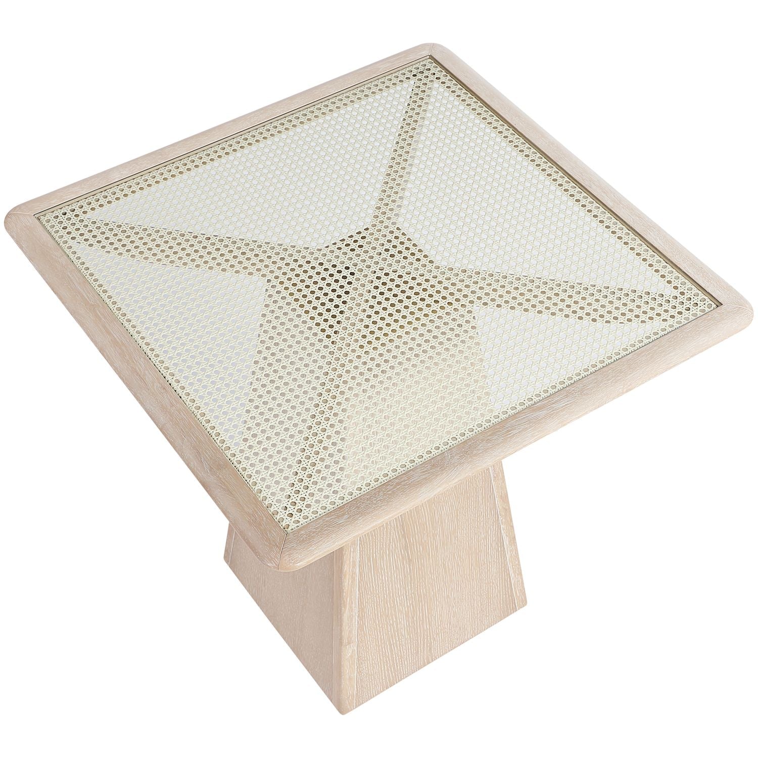 Atrium Glass And Cane Top With Solid Wood Base Counter Height Table — Natural