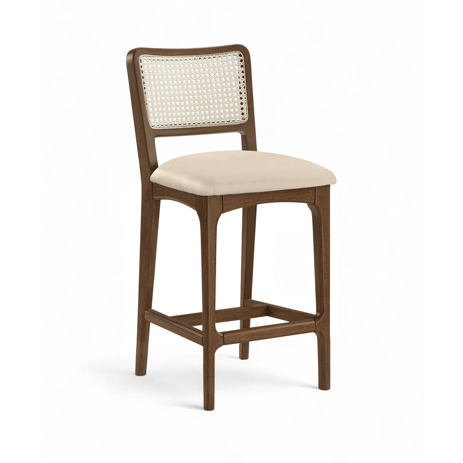 Atrium Cane Back And Vegan Leather Upholstered Seat Counter Stool