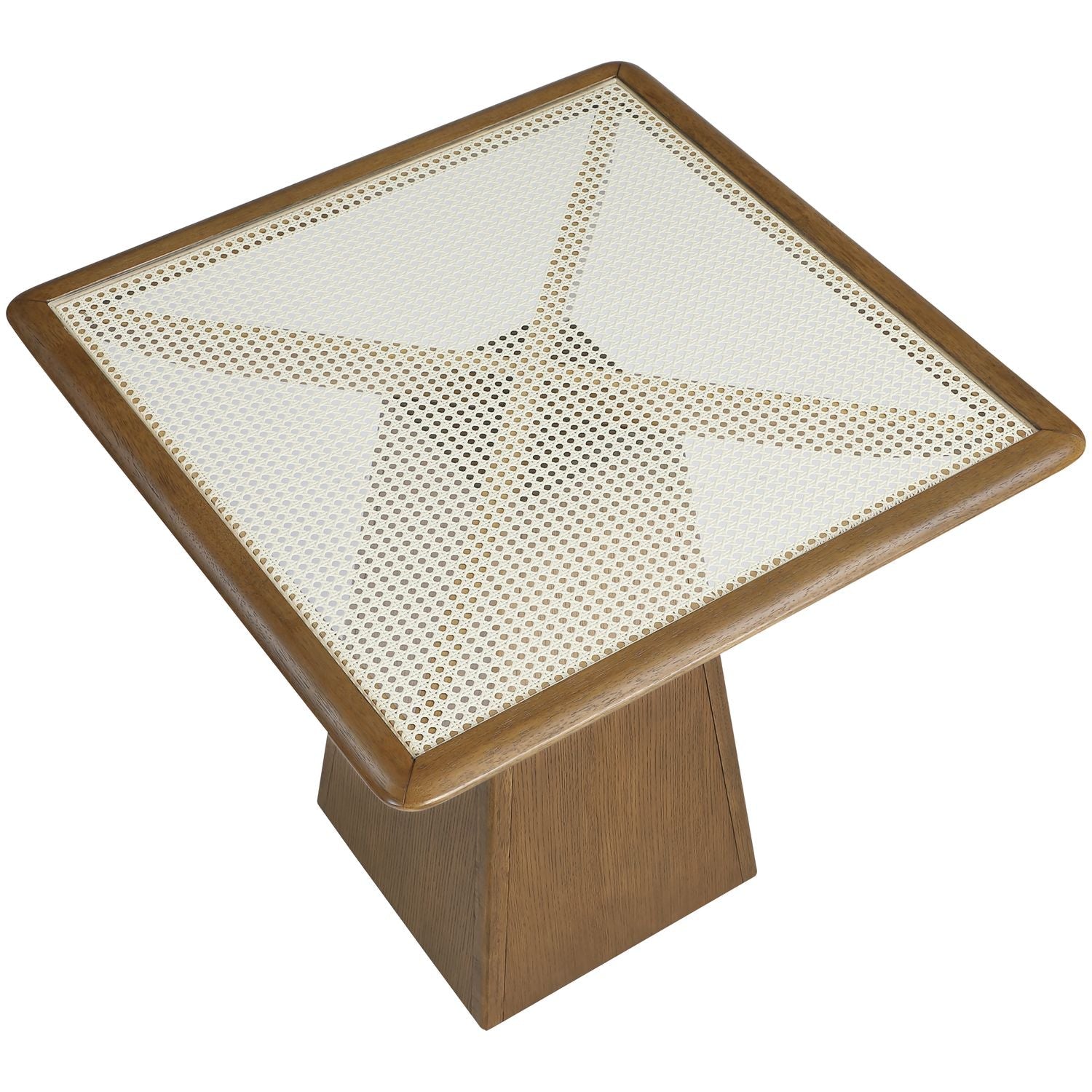 Atrium Glass And Cane Top With Solid Wood Base Counter Height Table — Brown