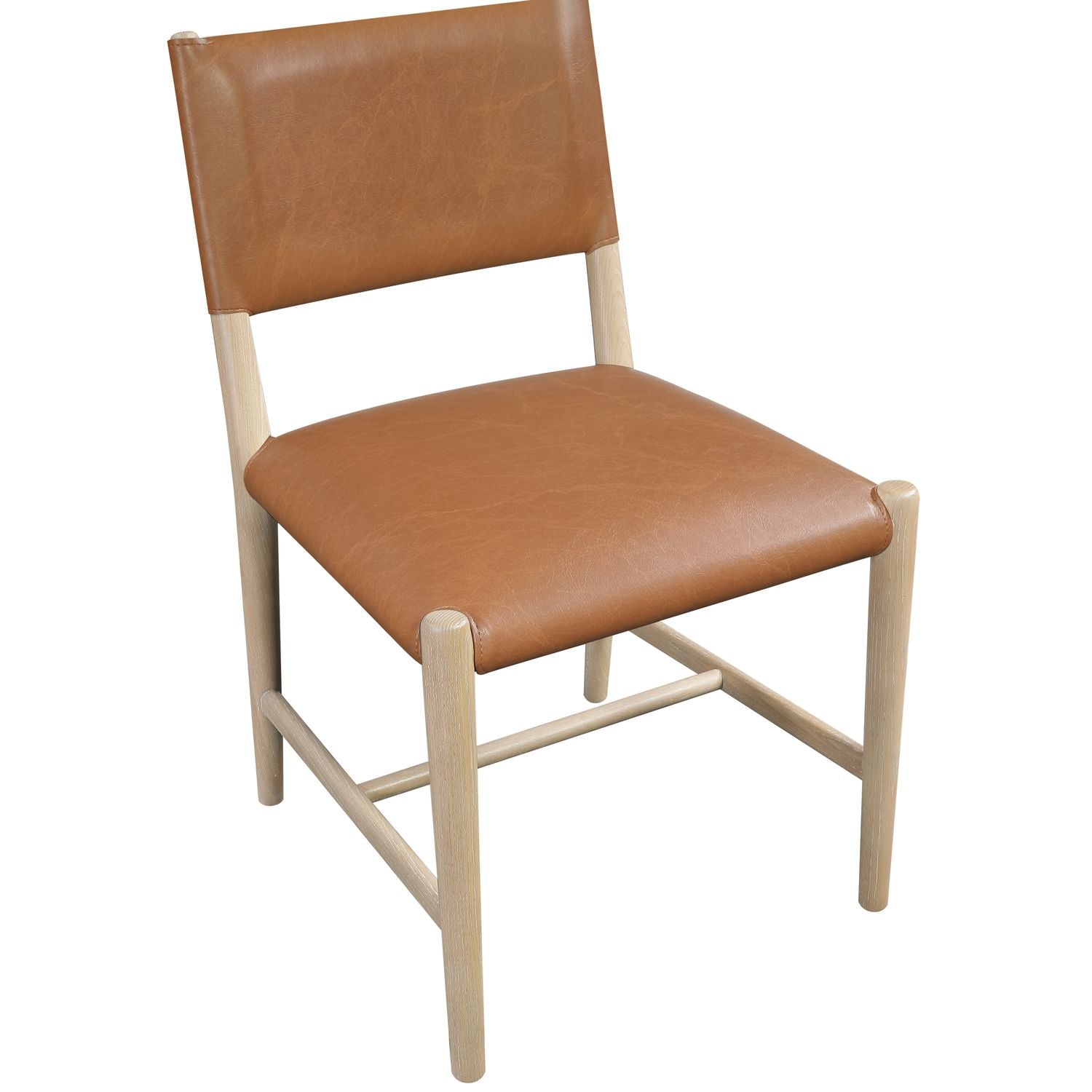 Andie Vegan Leather Upholstered Dining Chair — Cognac / Stained Natural / White Cerusing