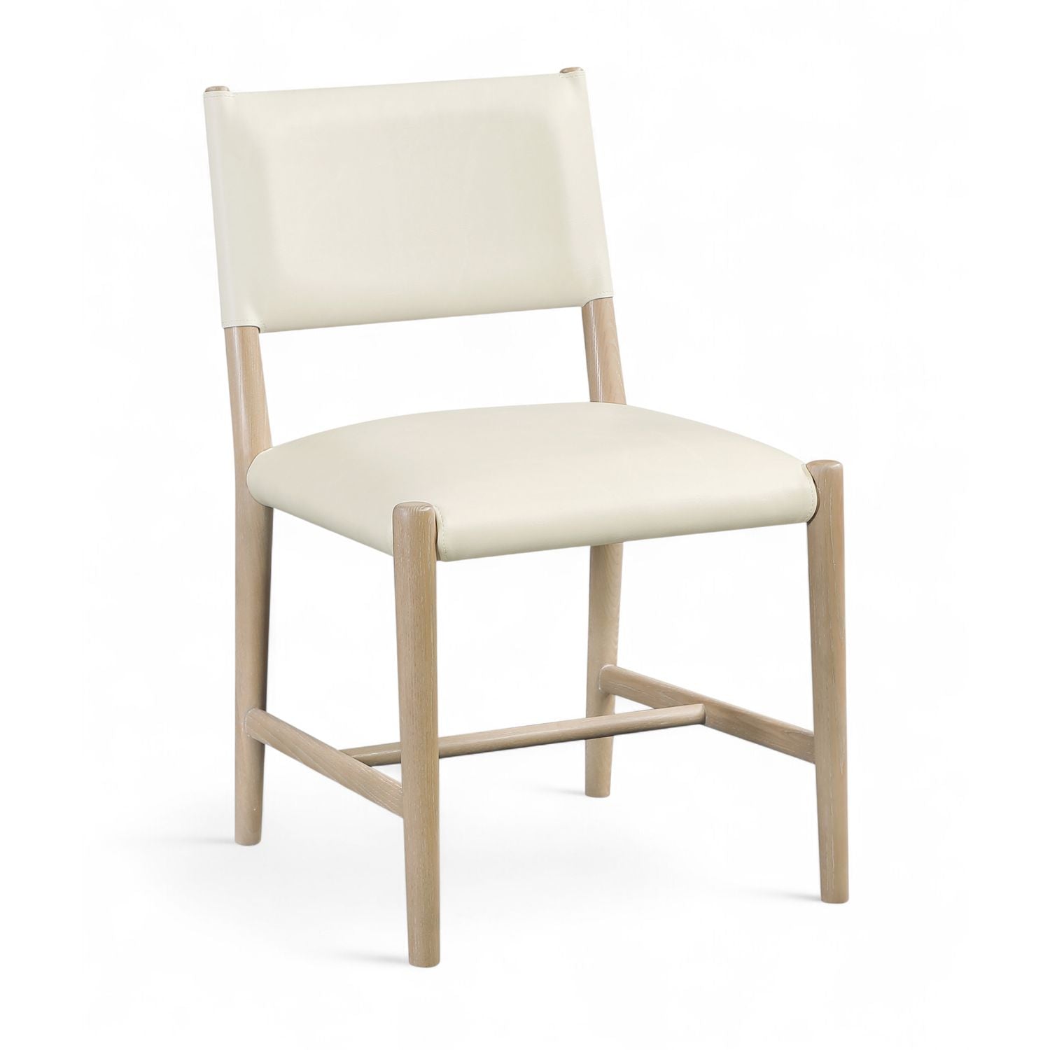 Andie Vegan Leather Upholstered Dining Chair — Cream / Stained Natural / White Cerusing