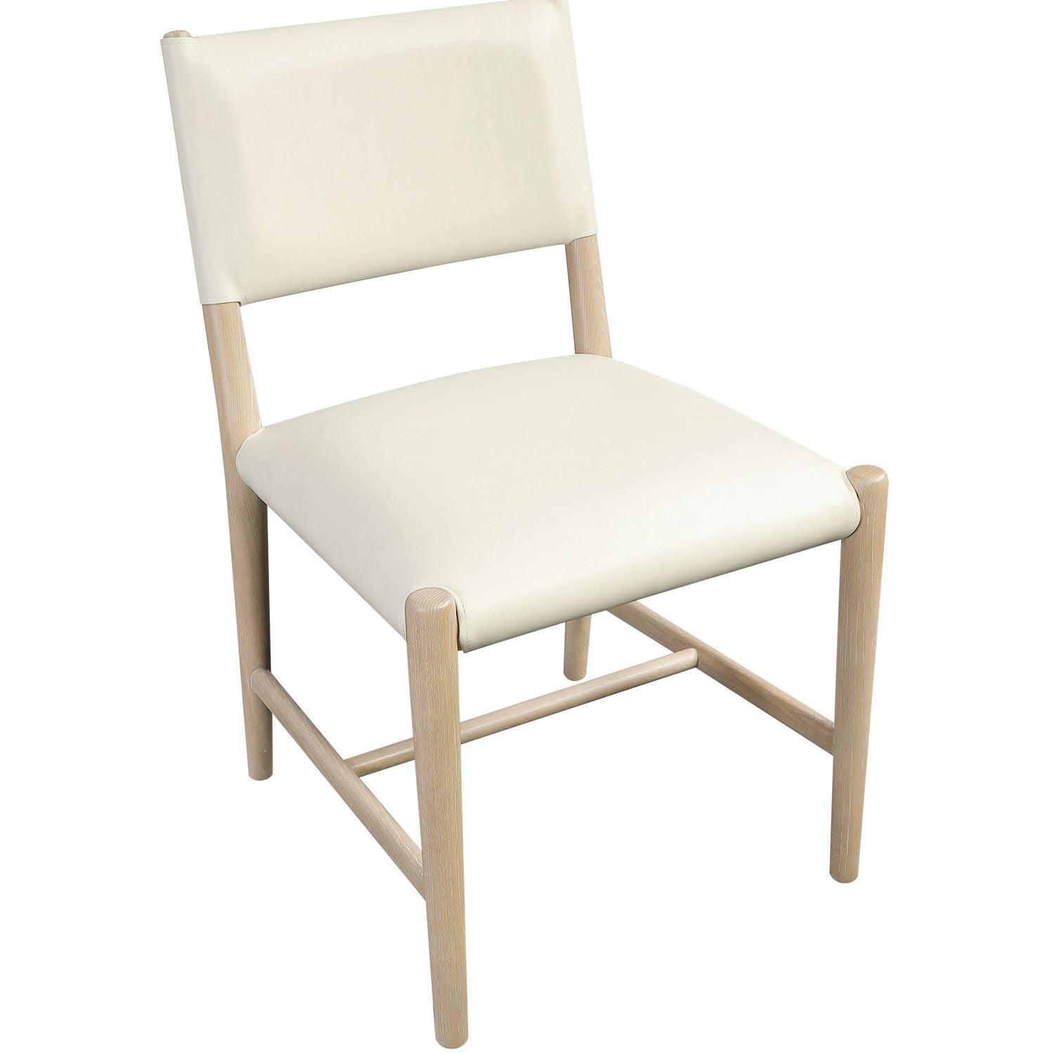 Andie Vegan Leather Upholstered Dining Chair — Cream / Stained Natural / White Cerusing