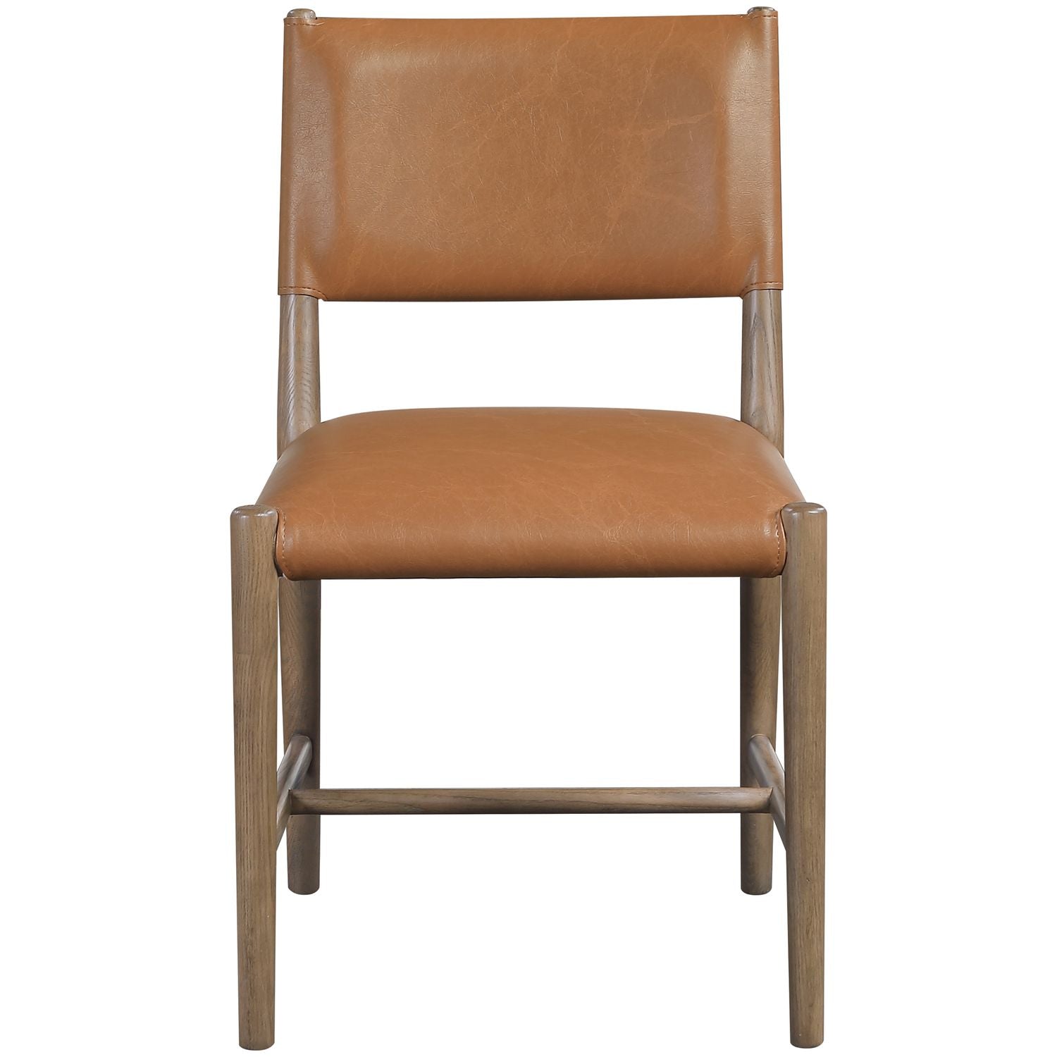 Andie Vegan Leather Upholstered Dining Chair — Cognac / Stained Brown