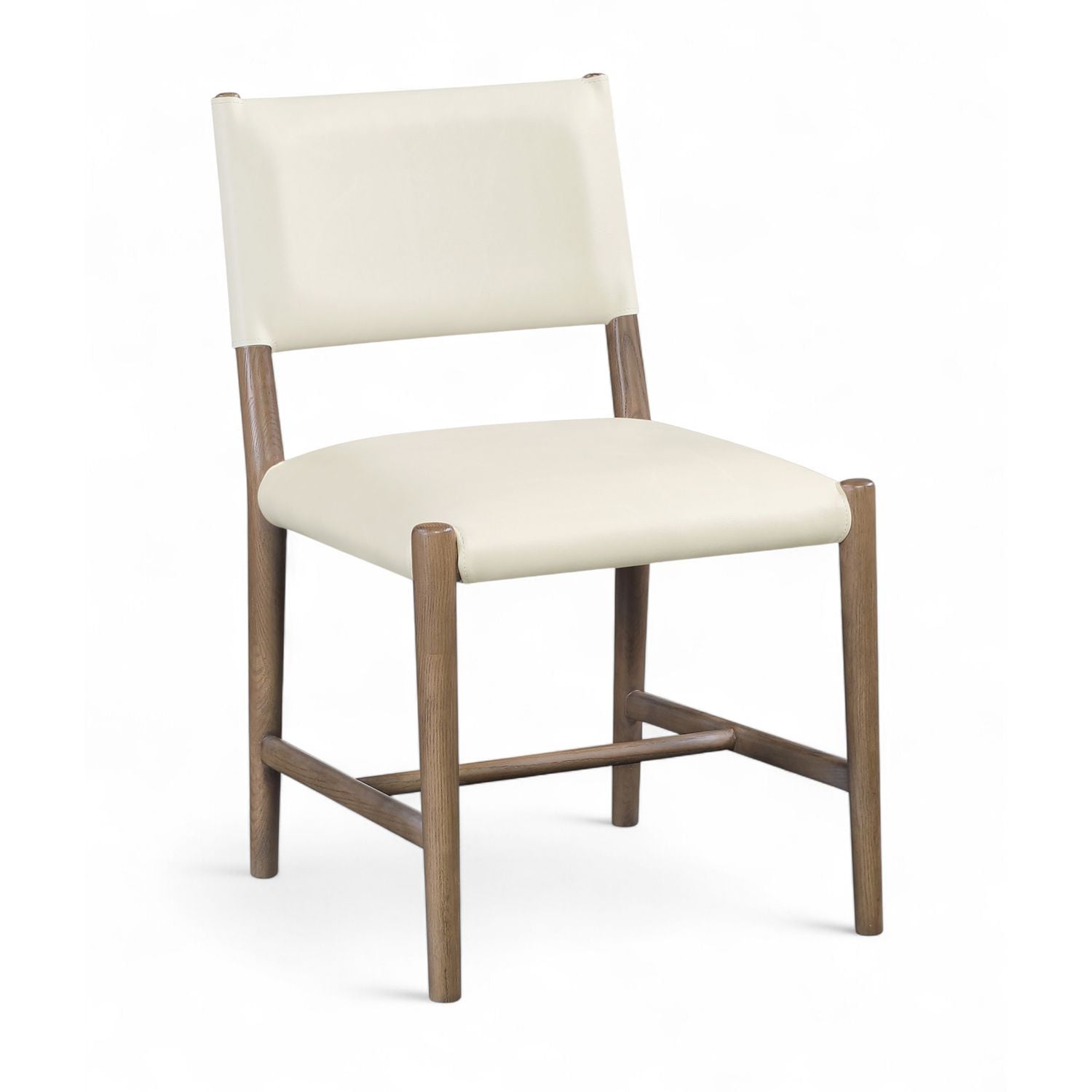 Andie Vegan Leather Upholstered Dining Chair — Cream / Stained Brown