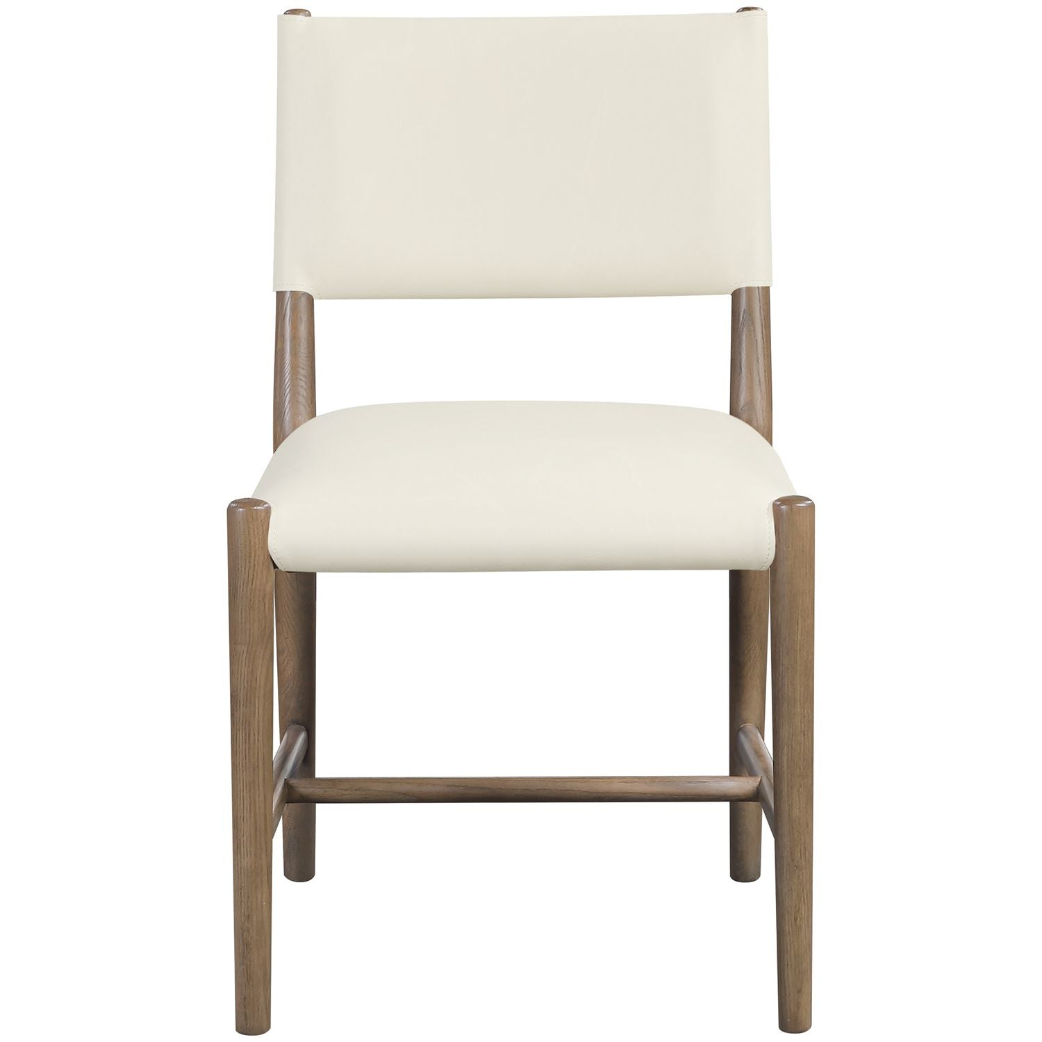 Andie Vegan Leather Upholstered Dining Chair — Cream / Stained Brown