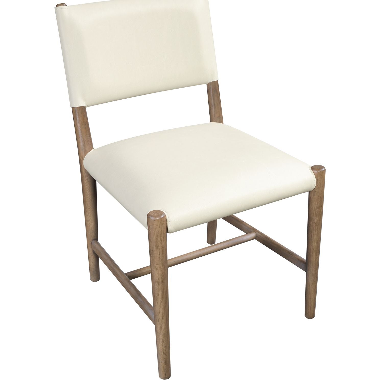 Andie Vegan Leather Upholstered Dining Chair — Cream / Stained Brown
