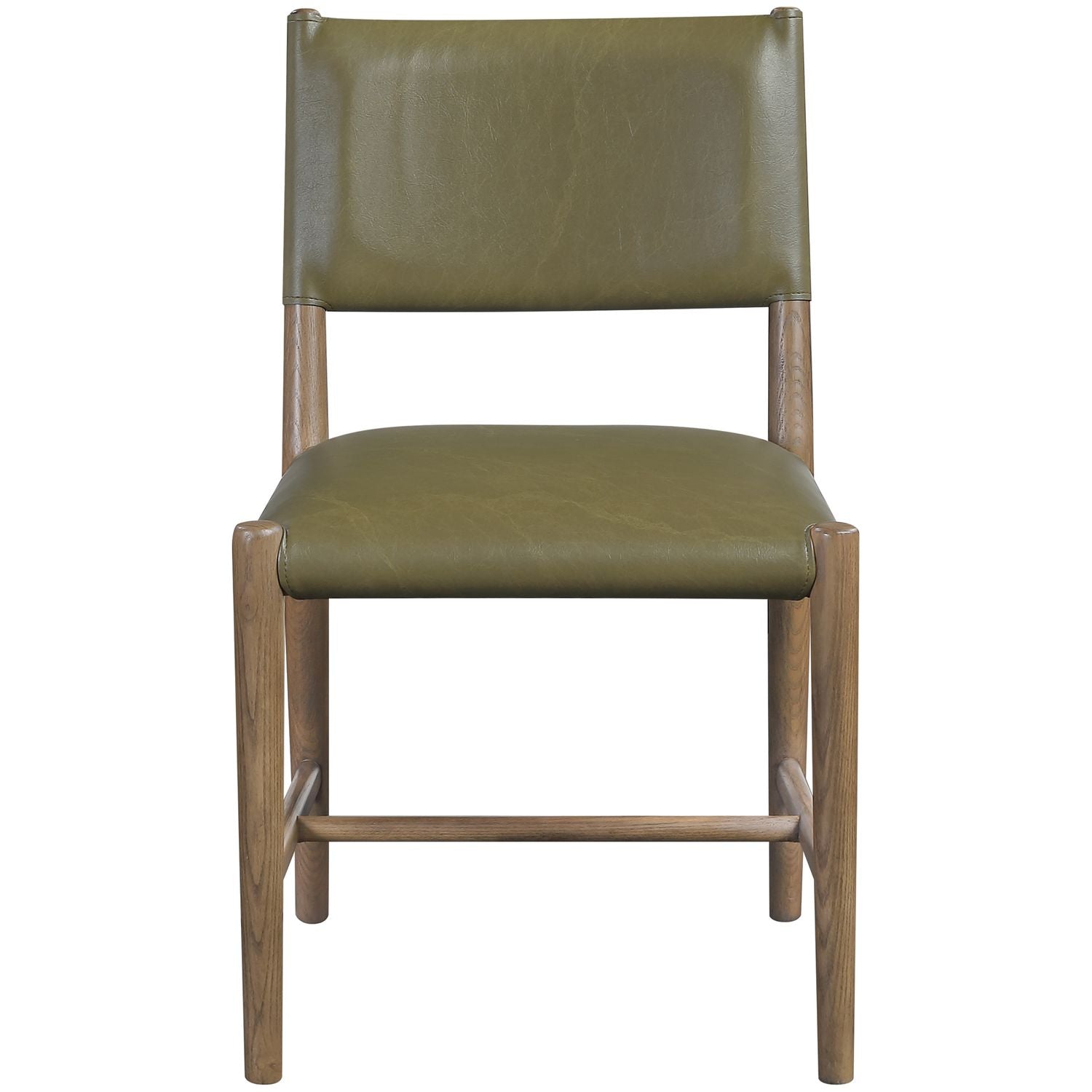 Andie Vegan Leather Upholstered Dining Chair — Olive / Stained Brown