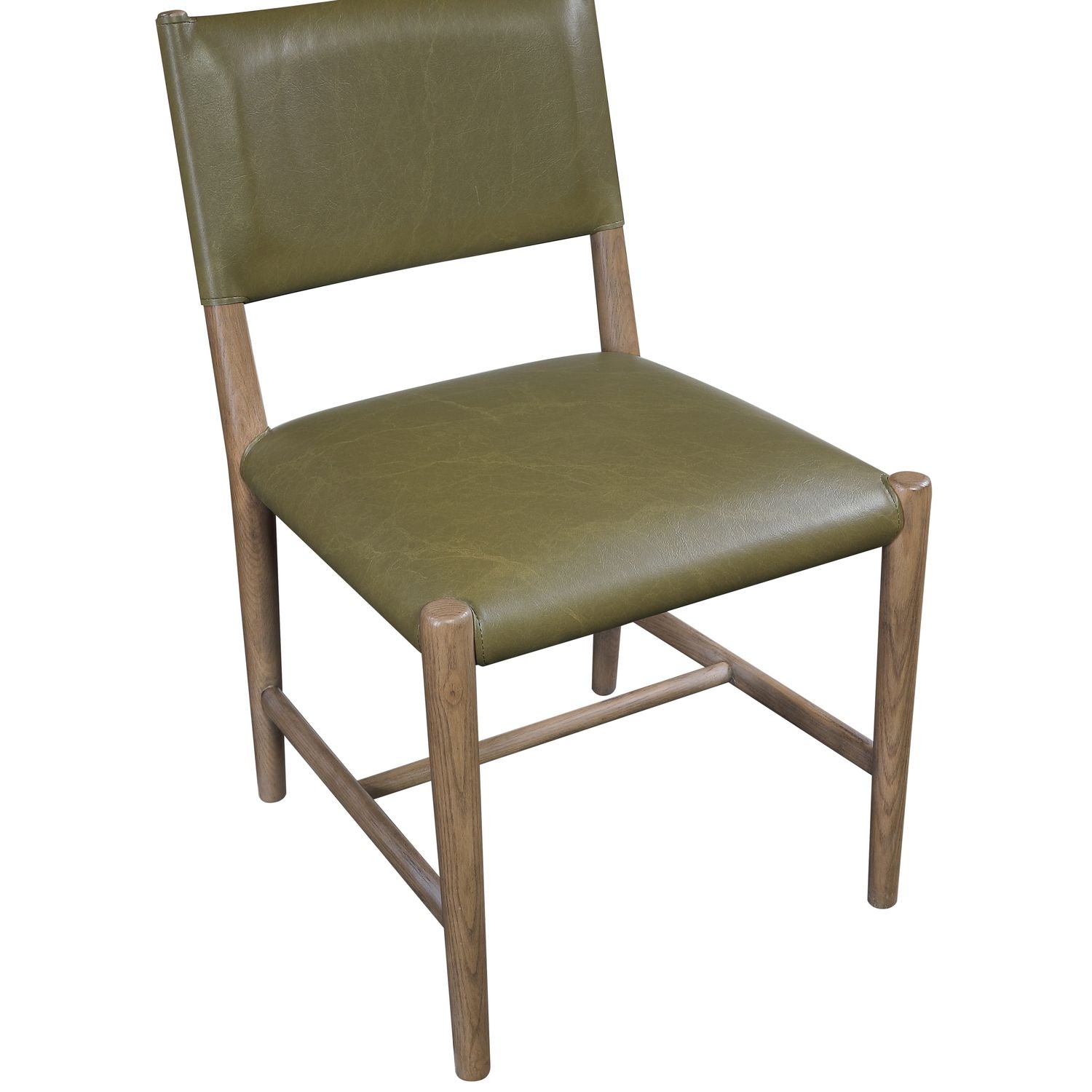 Andie Vegan Leather Upholstered Dining Chair — Olive / Stained Brown