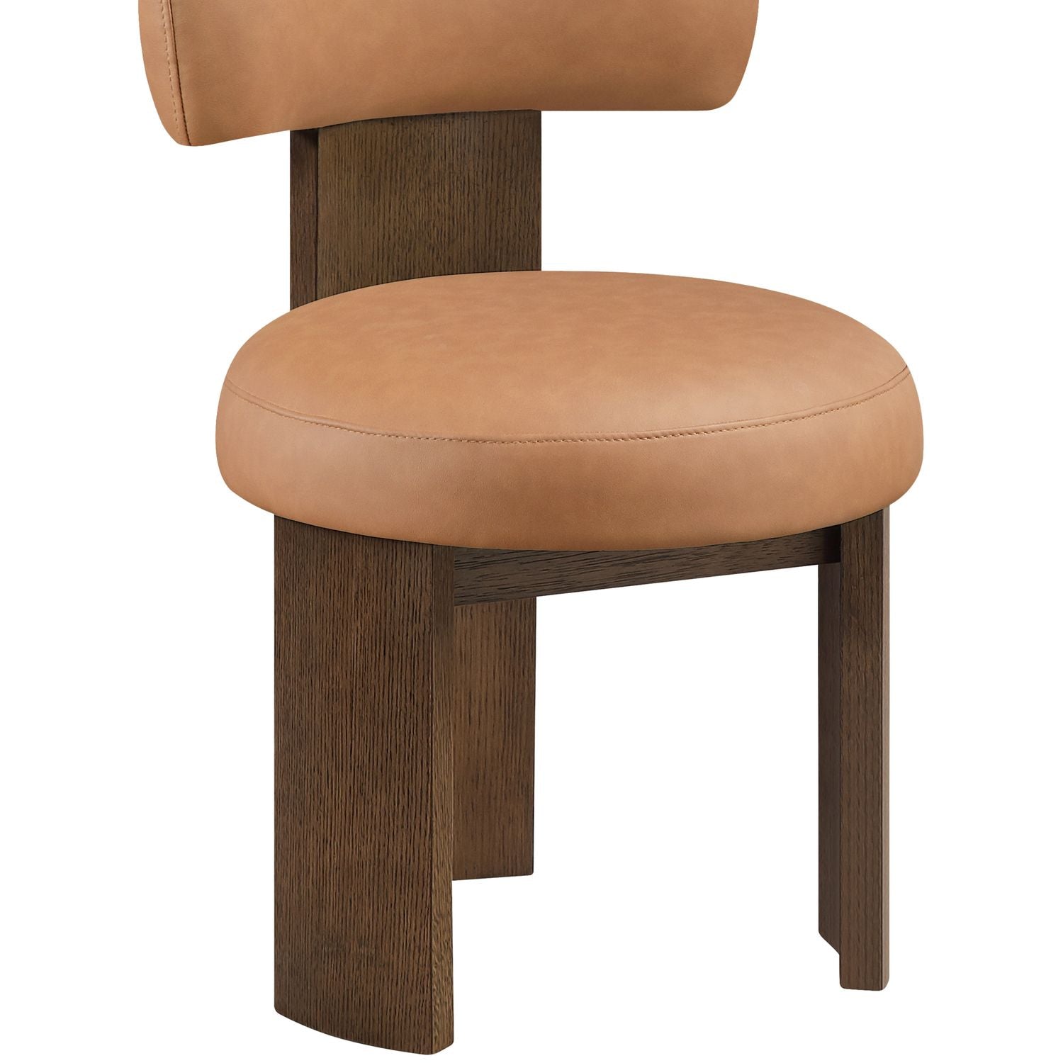 Atelier Vegan Leather Upholstered Dining Chair — Cognac / Painted Brown