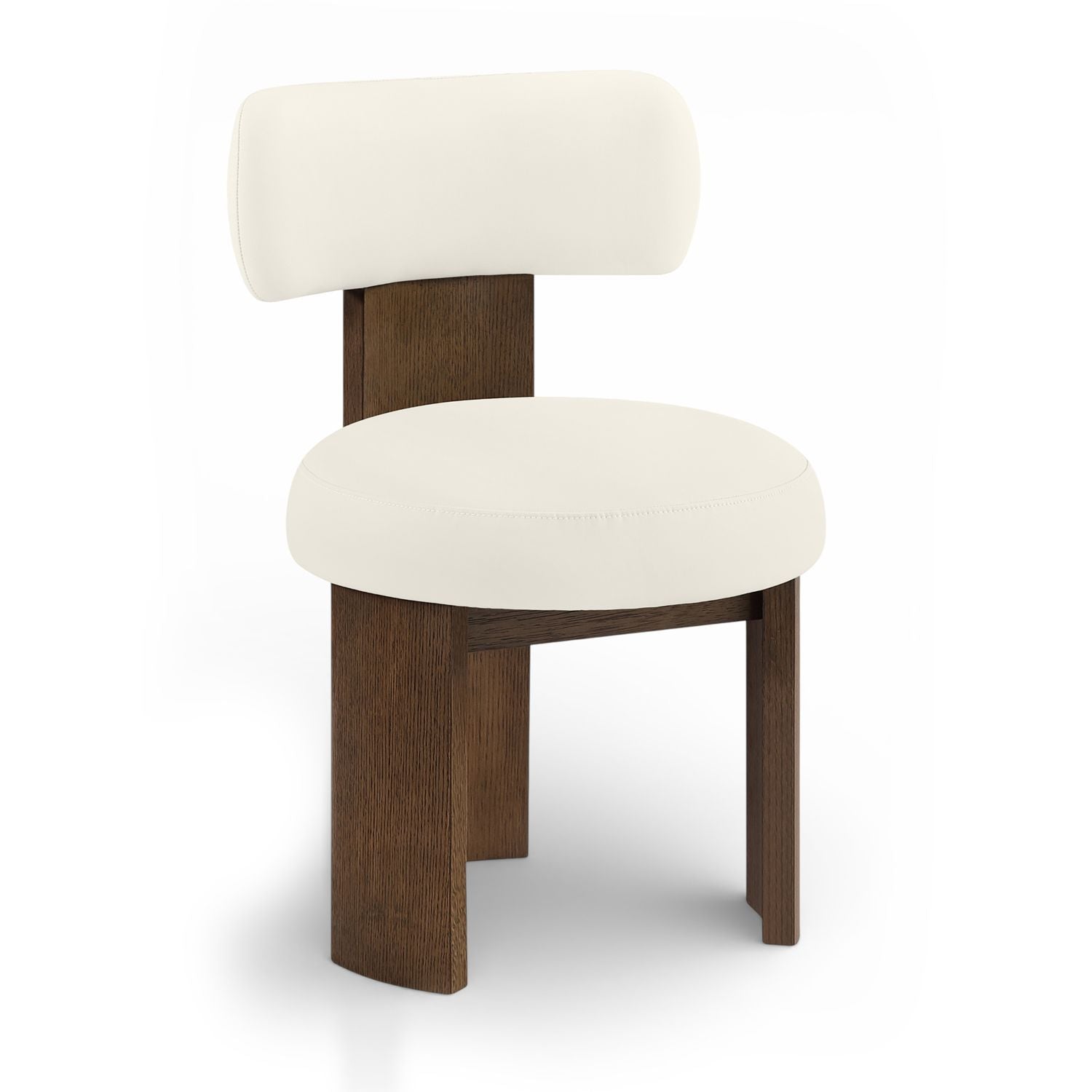 Atelier Vegan Leather Upholstered Dining Chair — Cream / Painted Brown