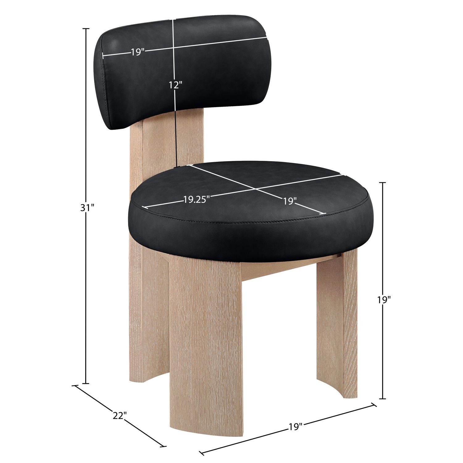 Atelier Vegan Leather Upholstered Dining Chair — Black / Painted Natural
