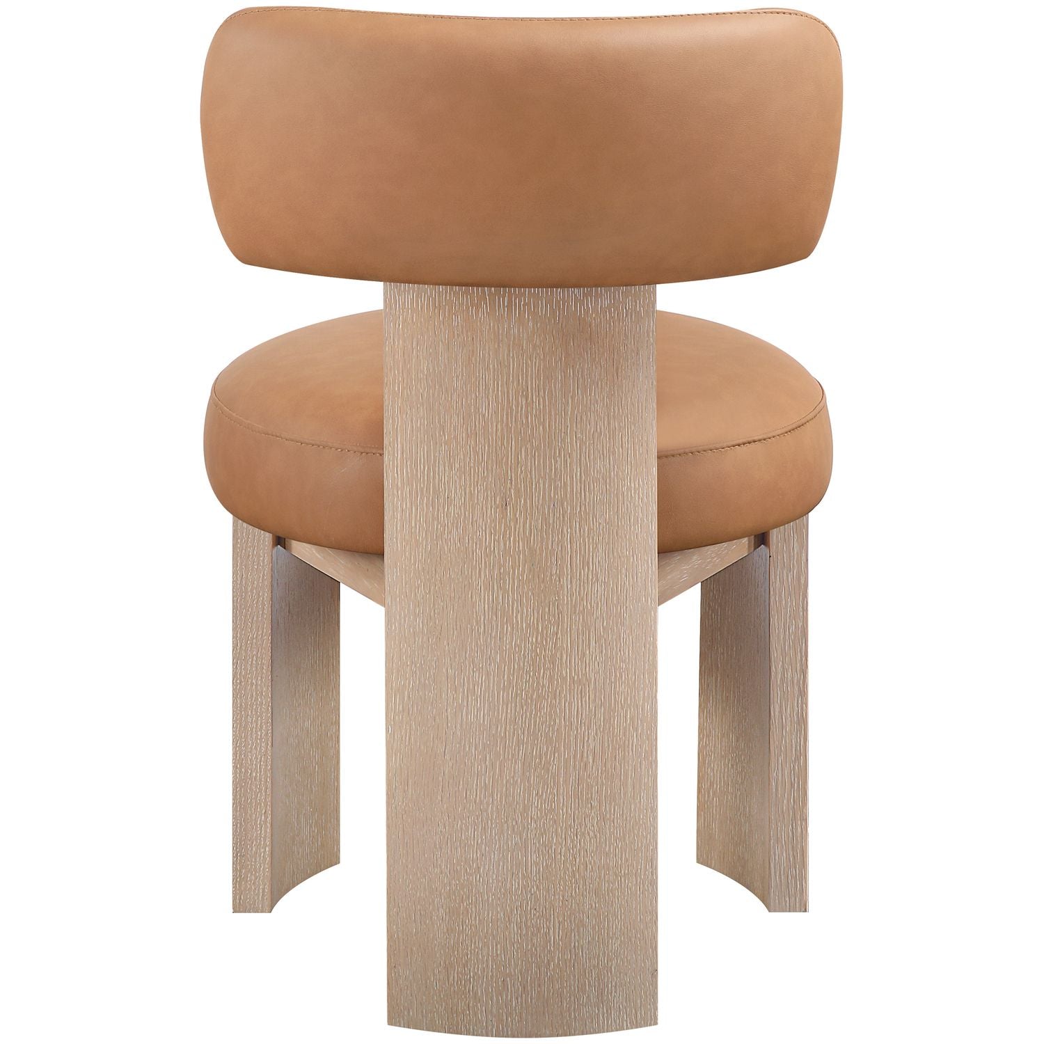Atelier Vegan Leather Upholstered Dining Chair — Cognac / Painted Natural