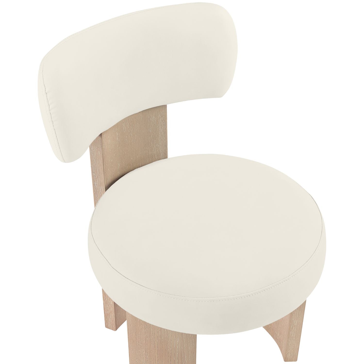 Atelier Vegan Leather Upholstered Dining Chair — Cream / Painted Natural