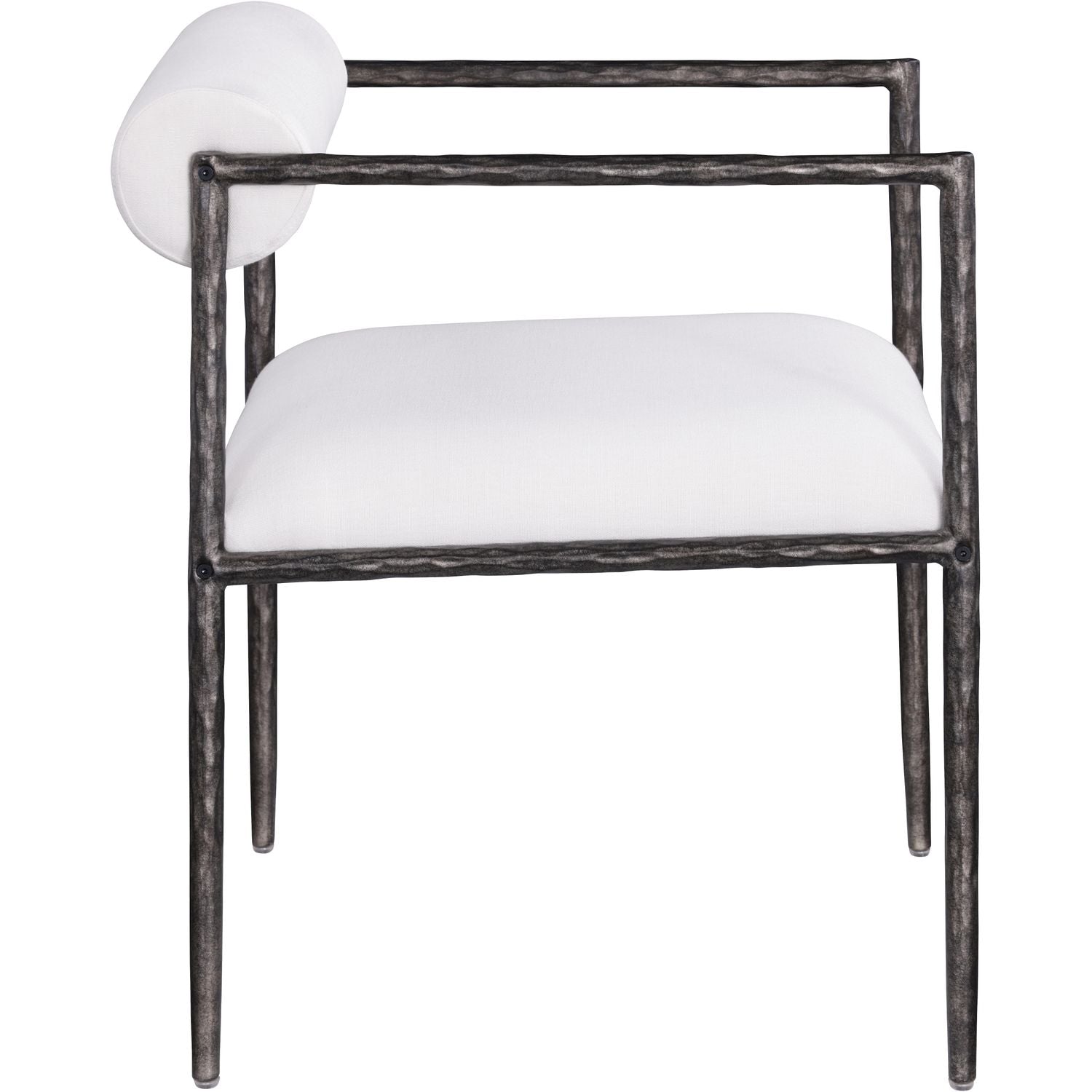 Axis Linen Textured Fabric Upholstered Dining Chair — Cream / Powder Coated Antique Black