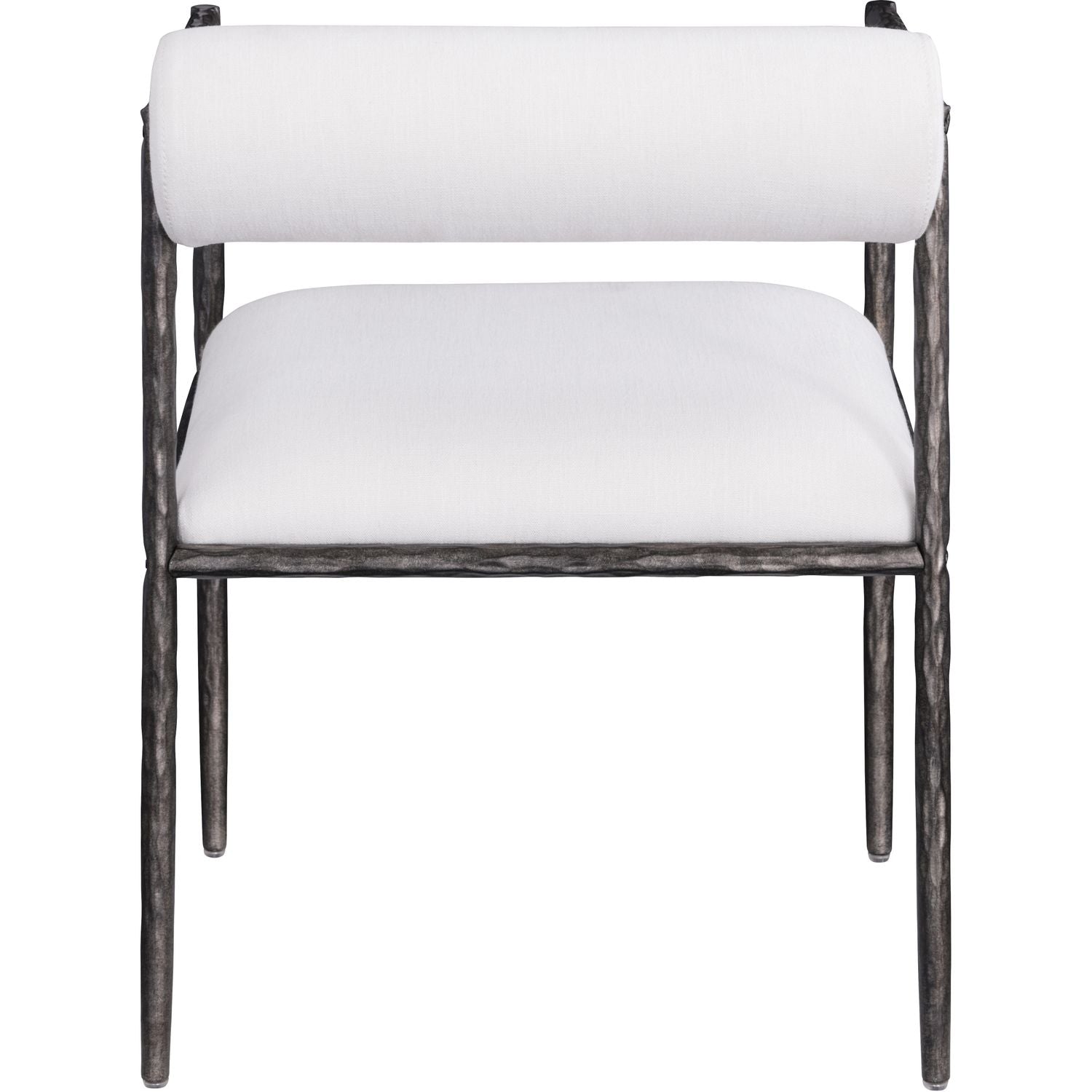 Axis Linen Textured Fabric Upholstered Dining Chair — Cream / Powder Coated Antique Black
