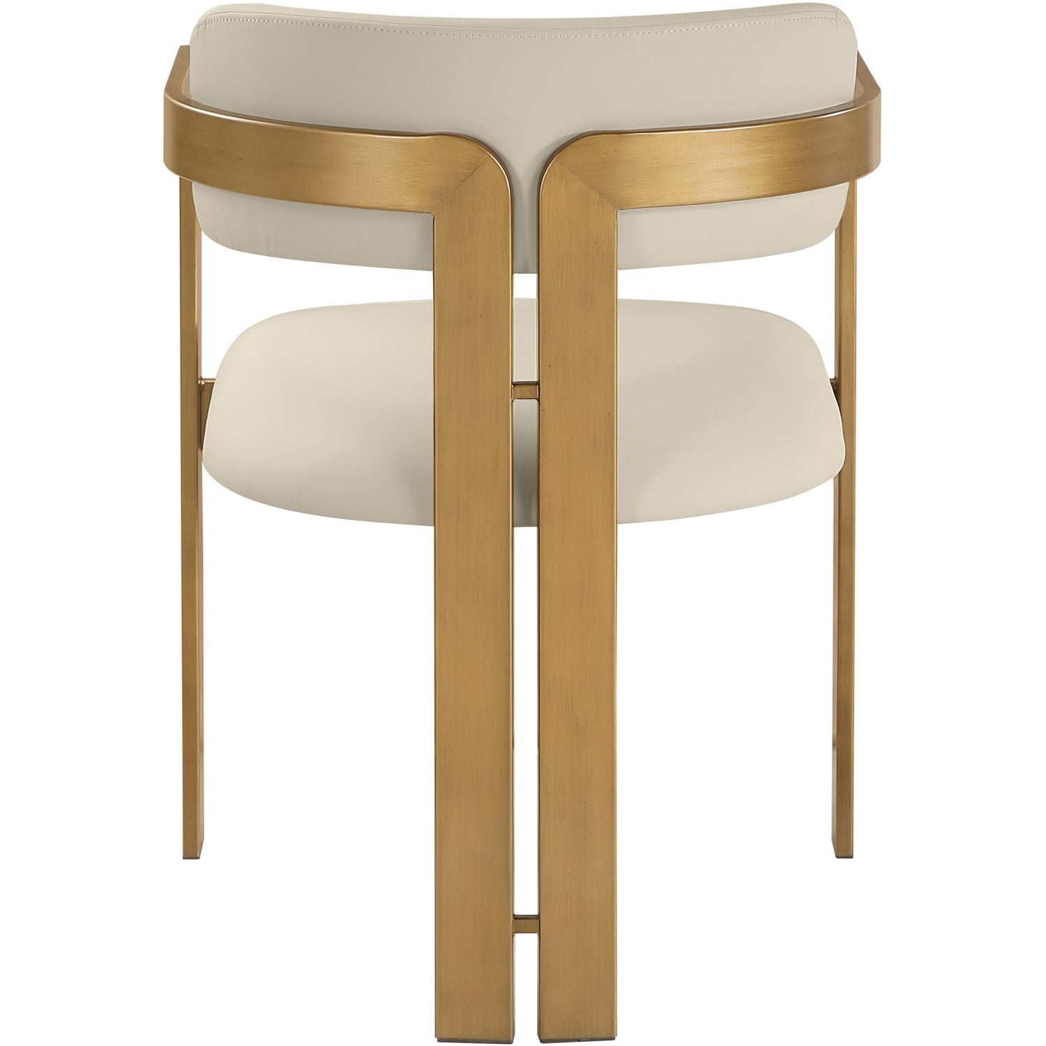 Aurum Vegan Leather Upholstered Dining Chair — Beige / Brushed Brass