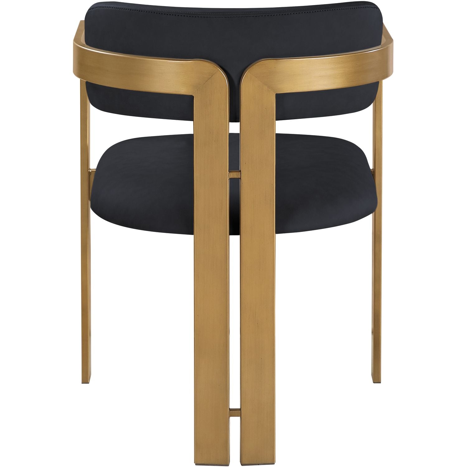 Aurum Vegan Leather Upholstered Dining Chair — Black / Brushed Brass