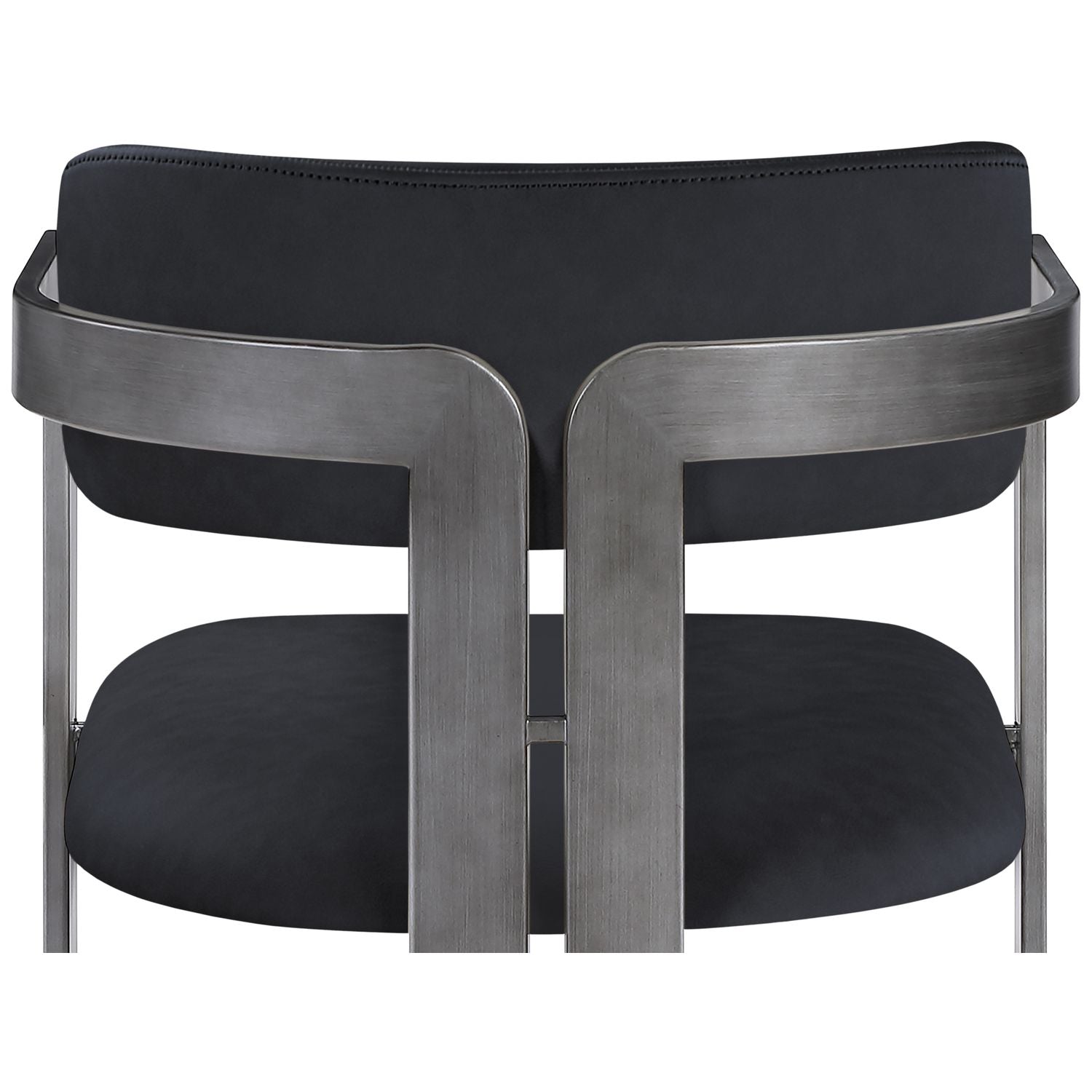 Aurum Vegan Leather Upholstered Dining Chair — Black / Brushed Silver