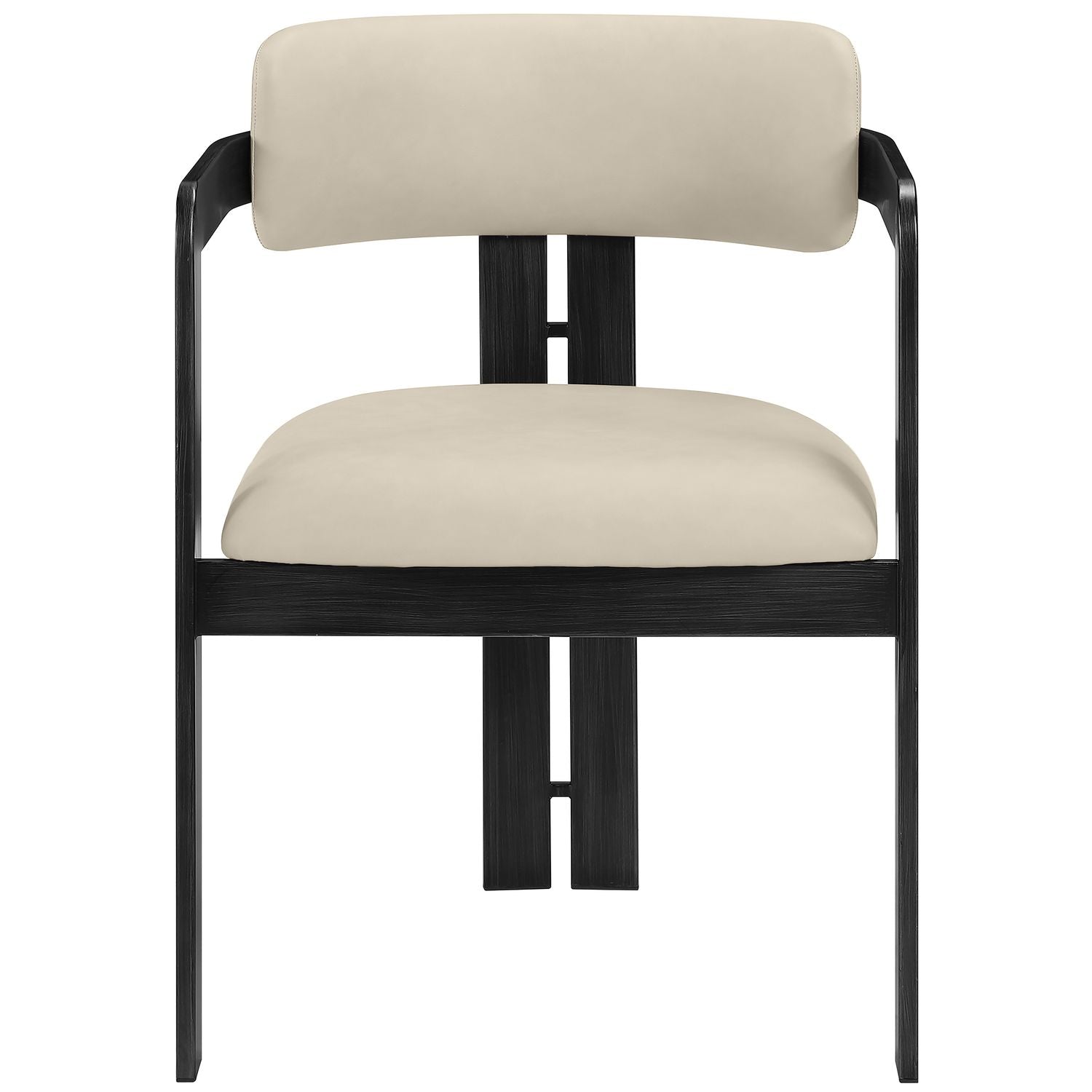 Aurum Vegan Leather Upholstered Dining Chair — Beige / Graphite Black