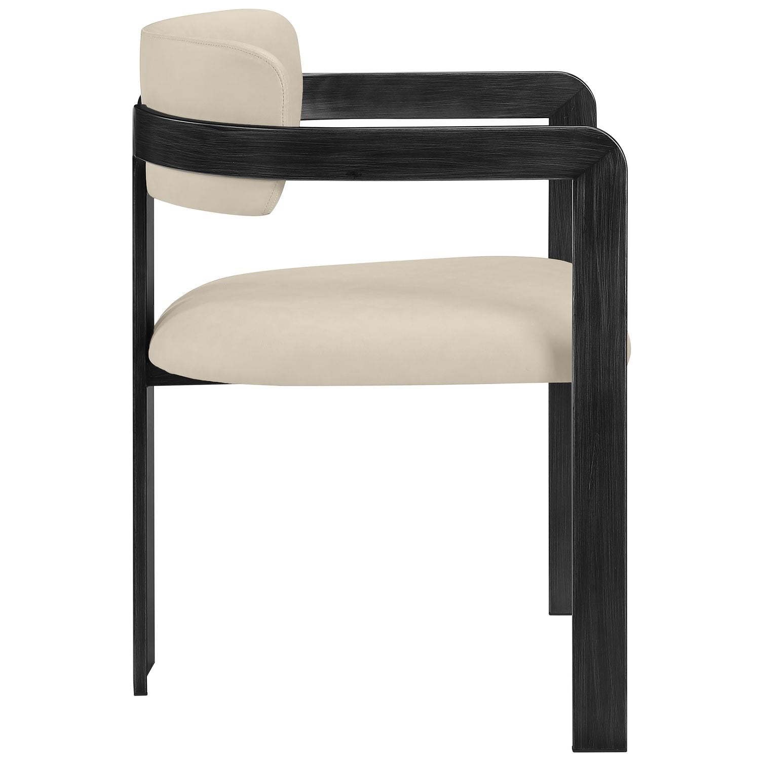 Aurum Vegan Leather Upholstered Dining Chair — Beige / Graphite Black
