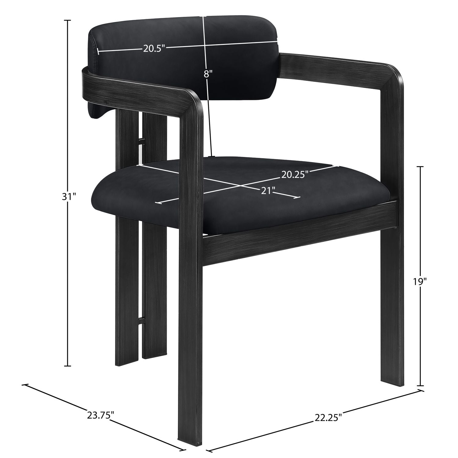 Aurum Vegan Leather Upholstered Dining Chair — Black / Graphite Black