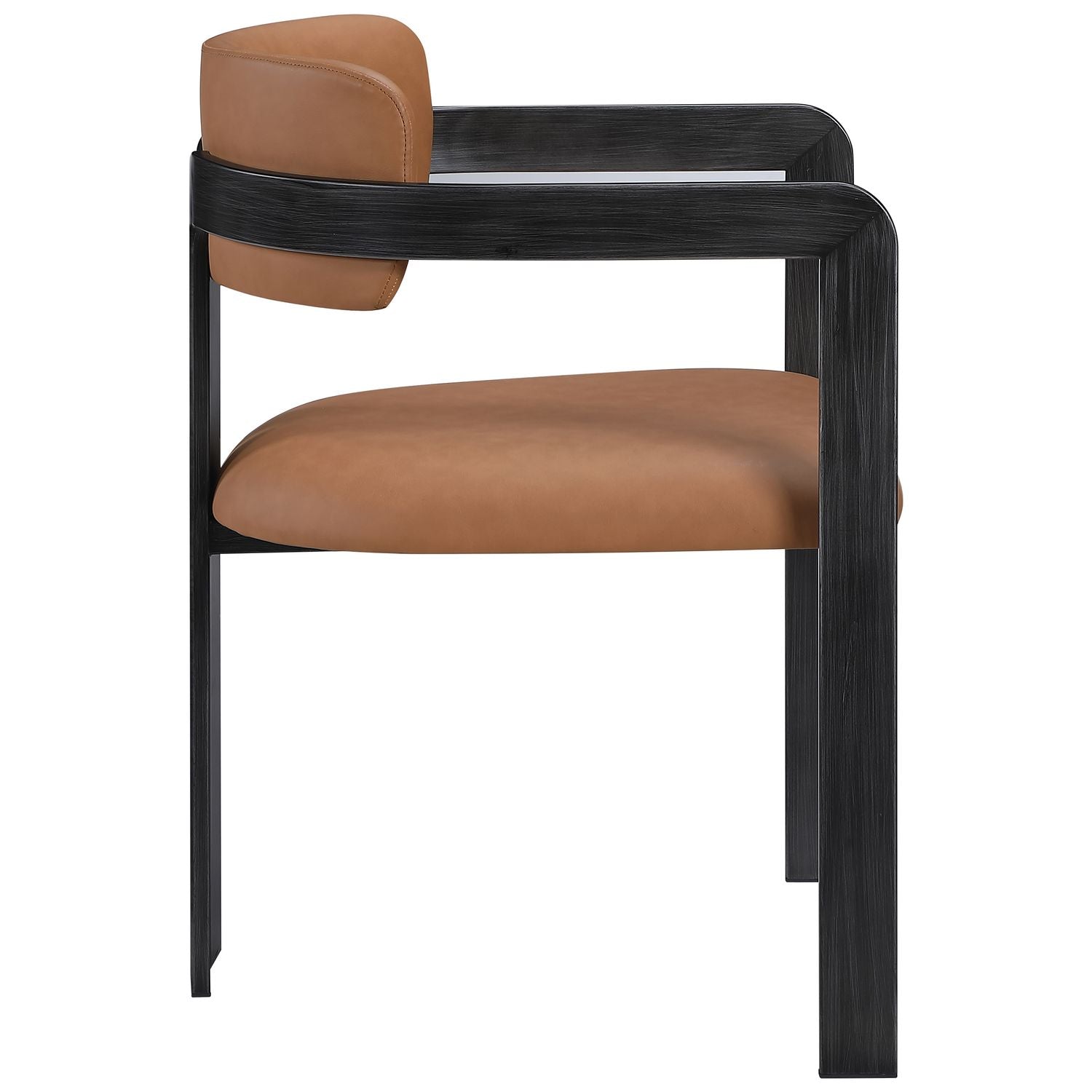 Aurum Vegan Leather Upholstered Dining Chair — Cognac / Graphite Black
