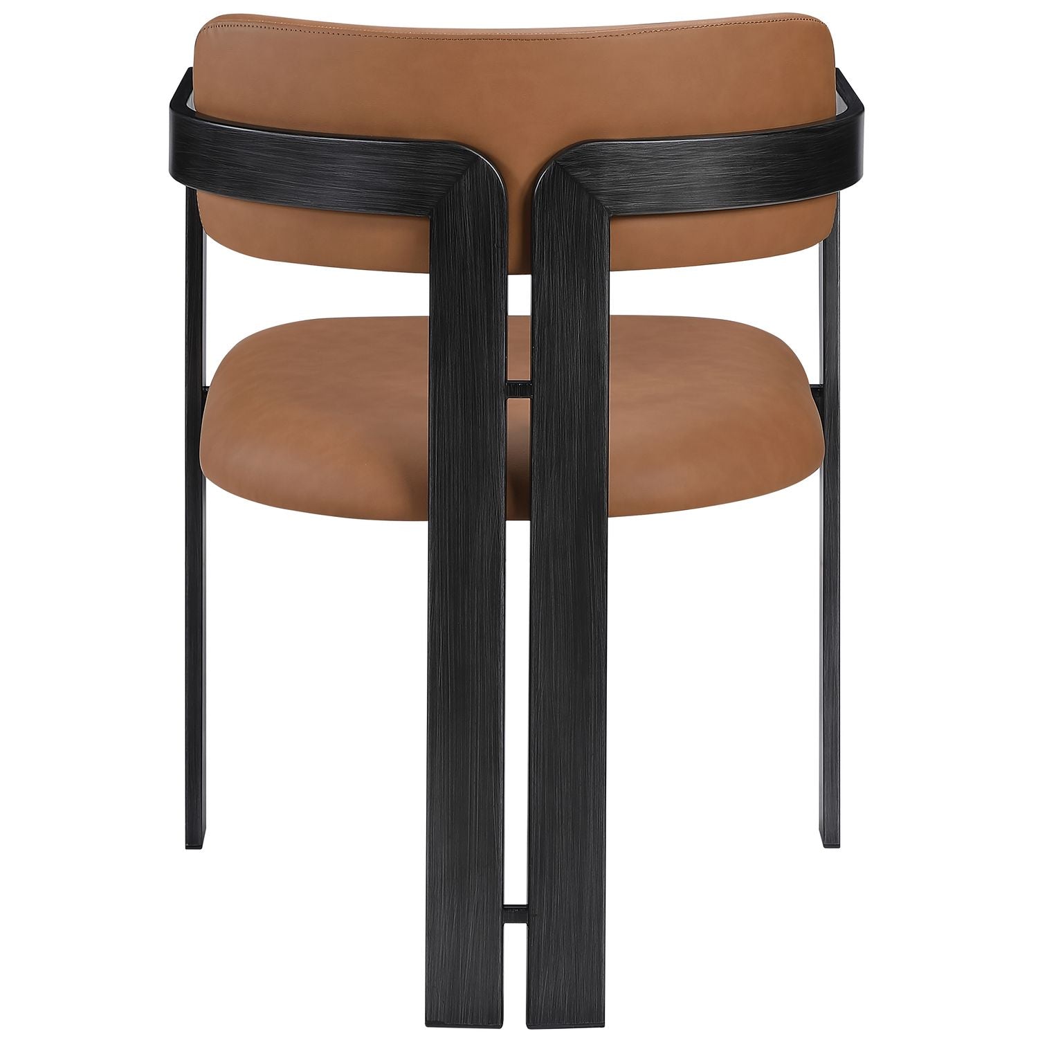 Aurum Vegan Leather Upholstered Dining Chair — Cognac / Graphite Black