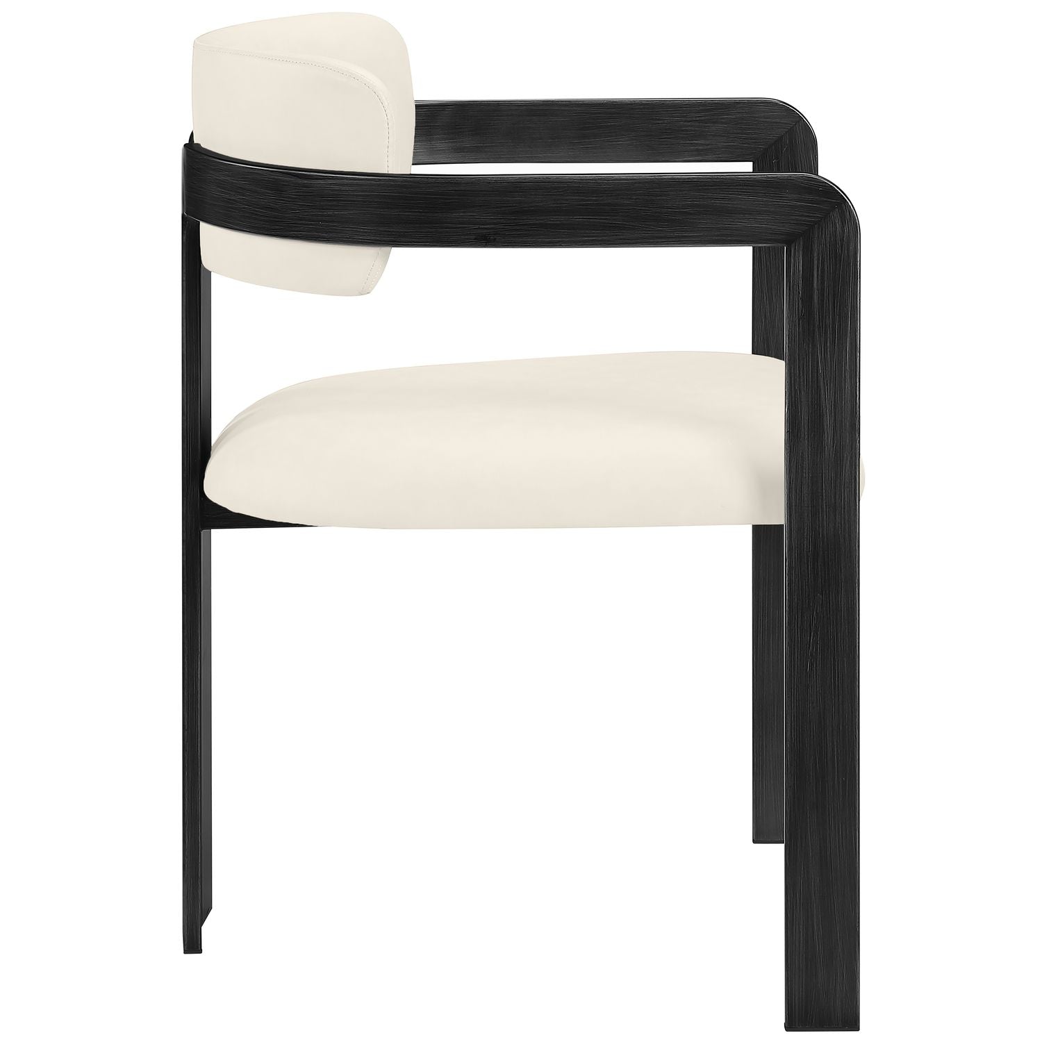 Aurum Vegan Leather Upholstered Dining Chair — Cream / Graphite Black