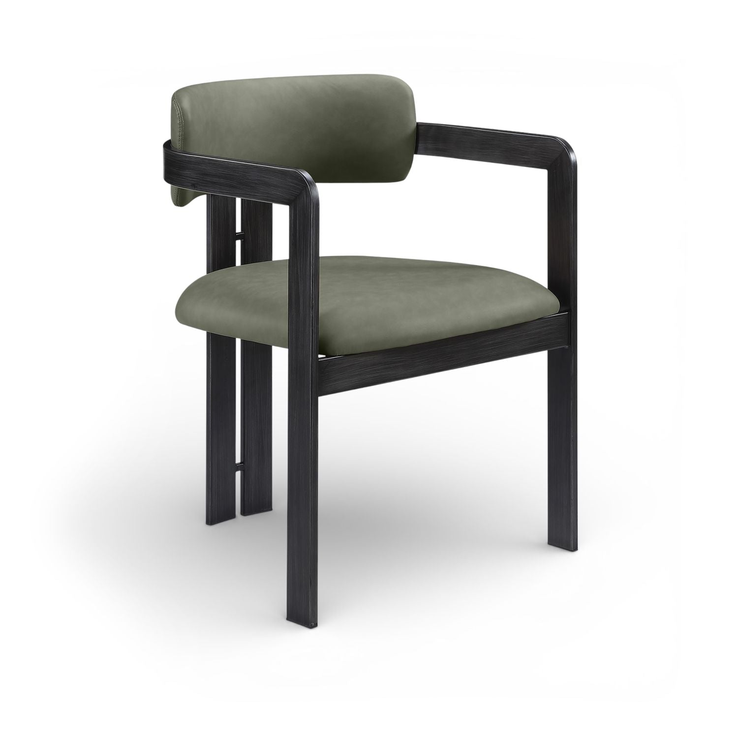 Aurum Vegan Leather Upholstered Dining Chair — Green / Graphite Black