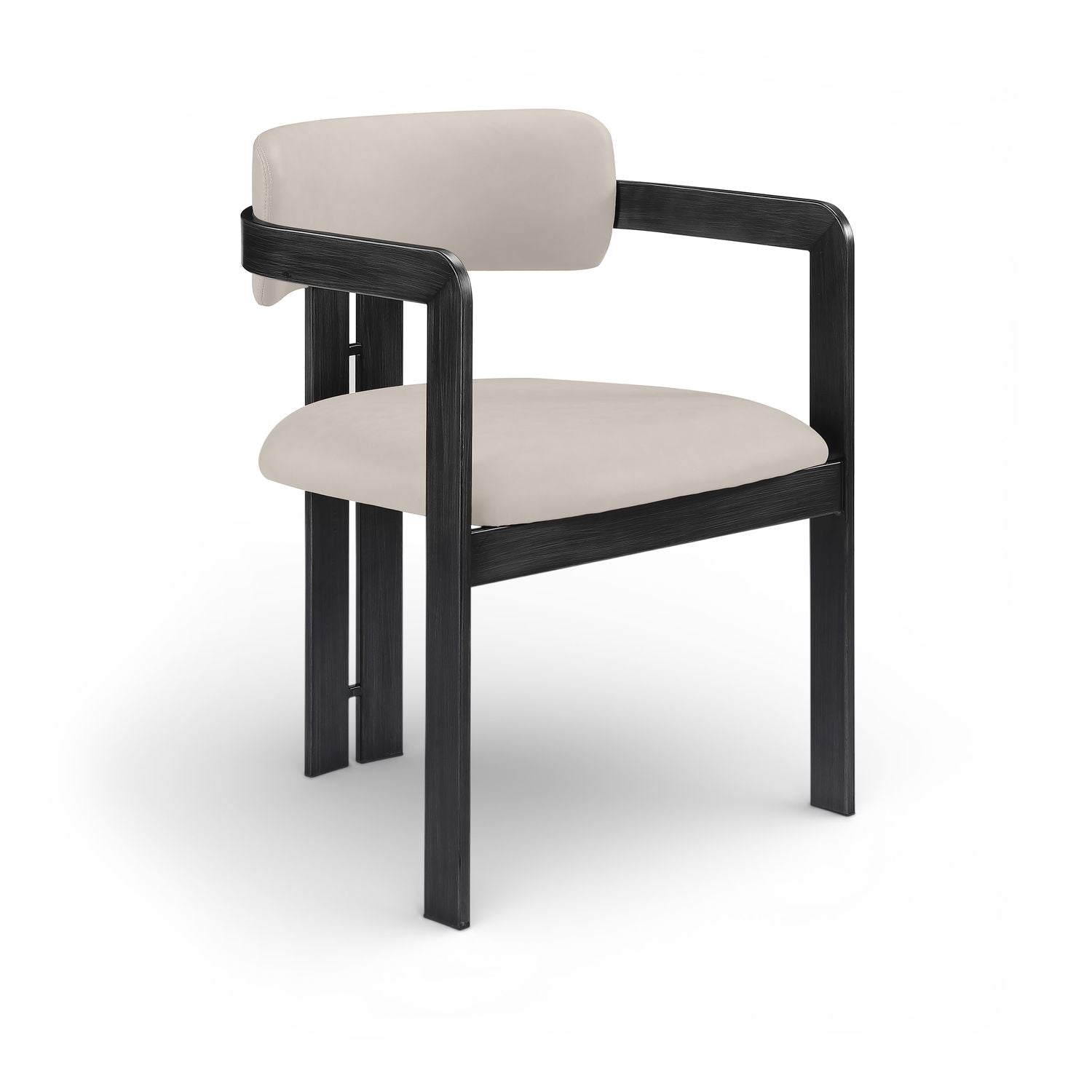 Aurum Vegan Leather Upholstered Dining Chair — Taupe / Graphite Black