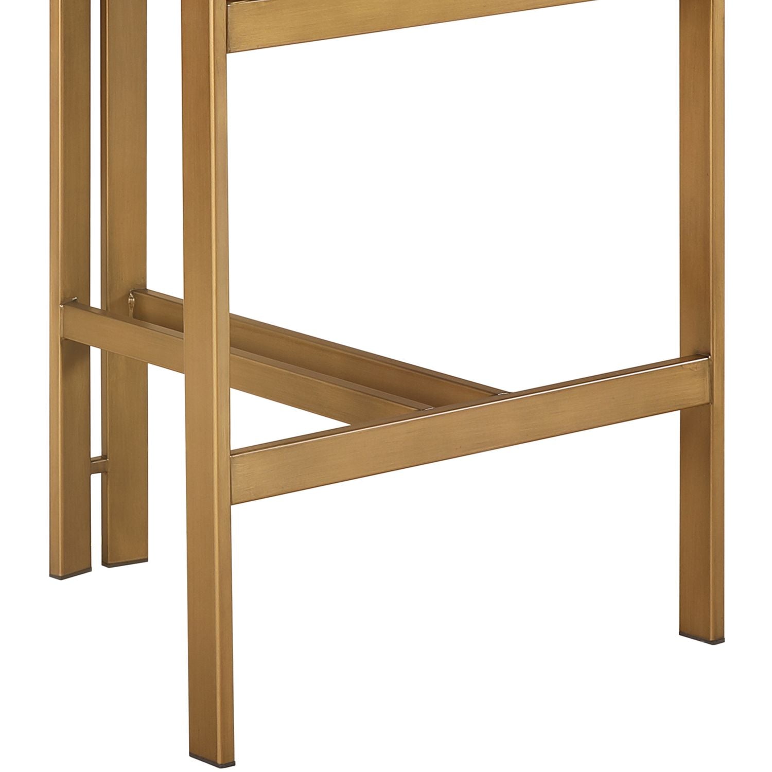 Aurum Vegan Leather Upholstered Counter Stool — Beige / Brushed Brass