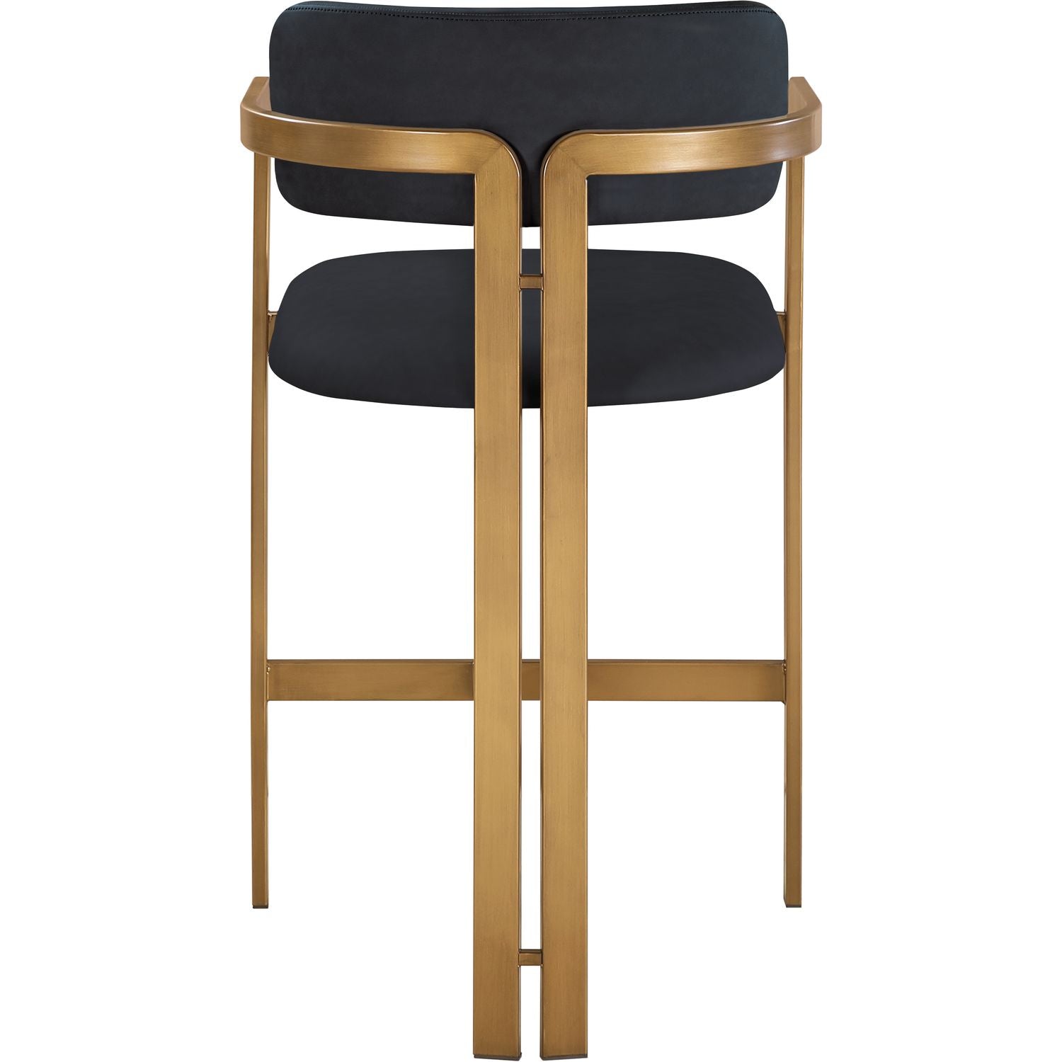 Aurum Vegan Leather Upholstered Counter Stool — Black / Brushed Brass