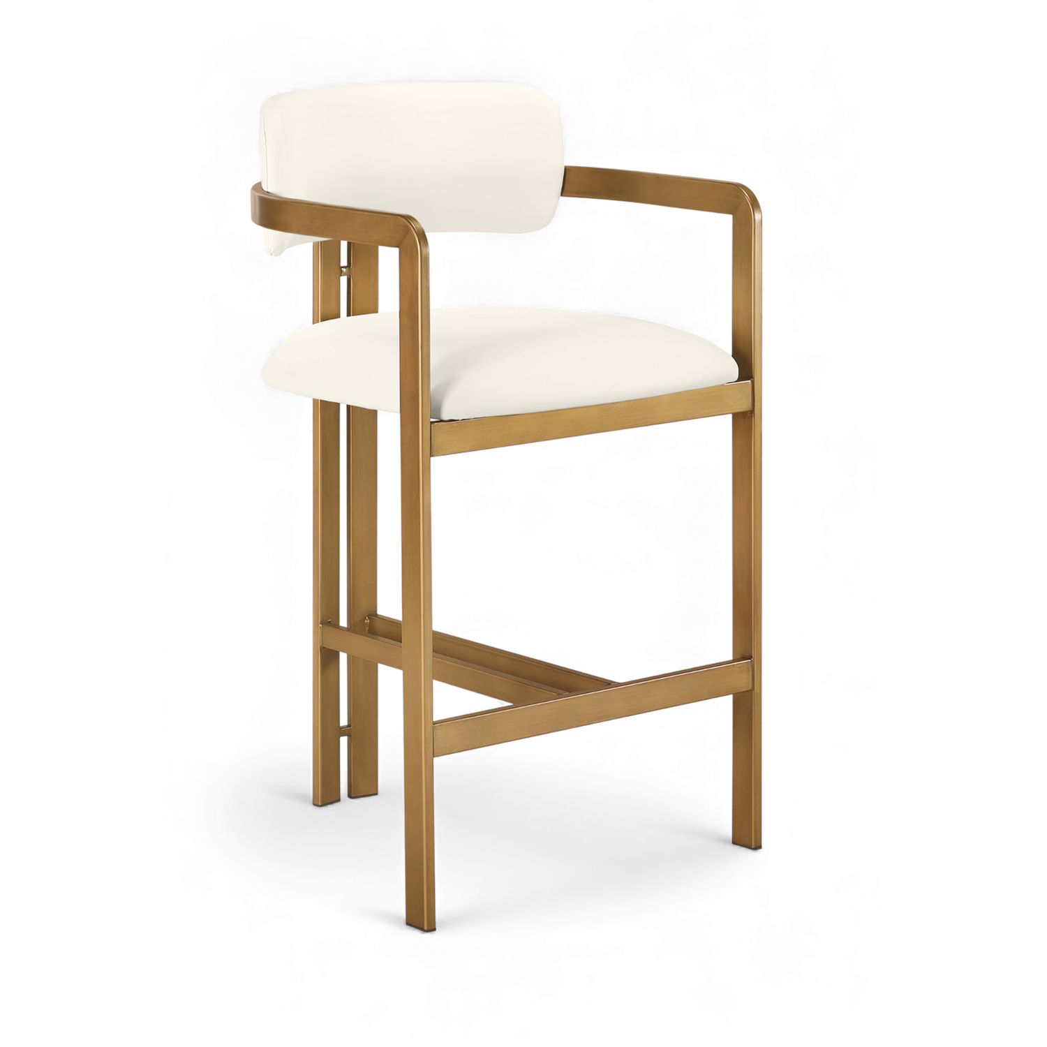 Aurum Vegan Leather Upholstered Counter Stool — Cream / Brushed Brass