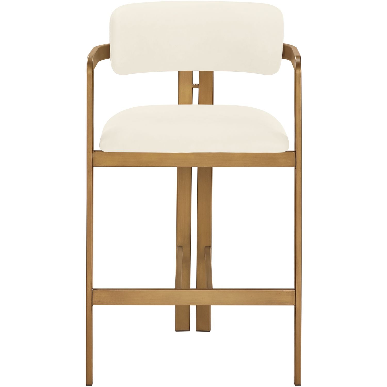 Aurum Vegan Leather Upholstered Counter Stool — Cream / Brushed Brass