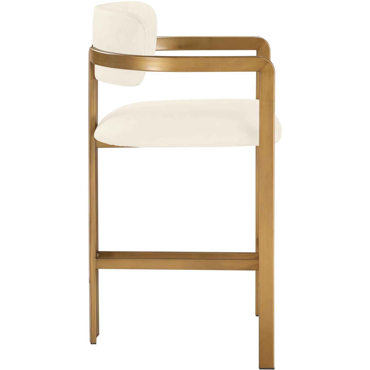 Aurum Vegan Leather Upholstered Counter Stool — Cream / Brushed Brass