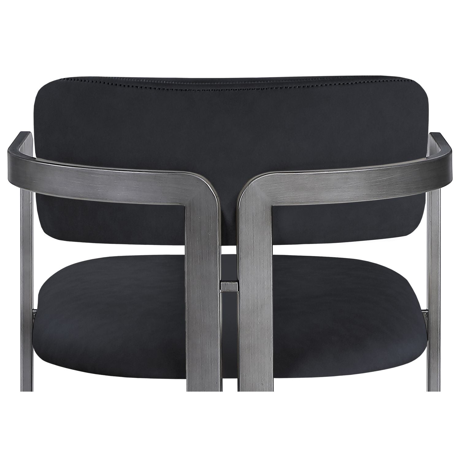Aurum Vegan Leather Upholstered Counter Stool — Black / Brushed Silver