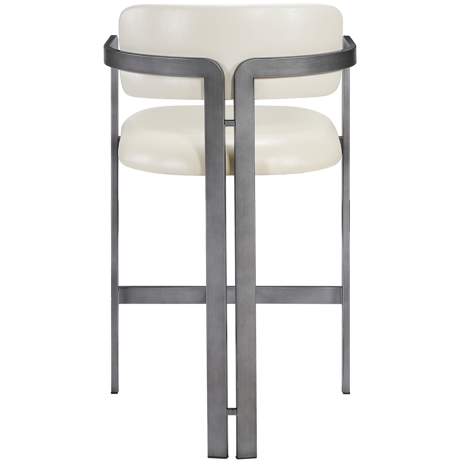 Aurum Vegan Leather Upholstered Counter Stool — Cream / Brushed Silver