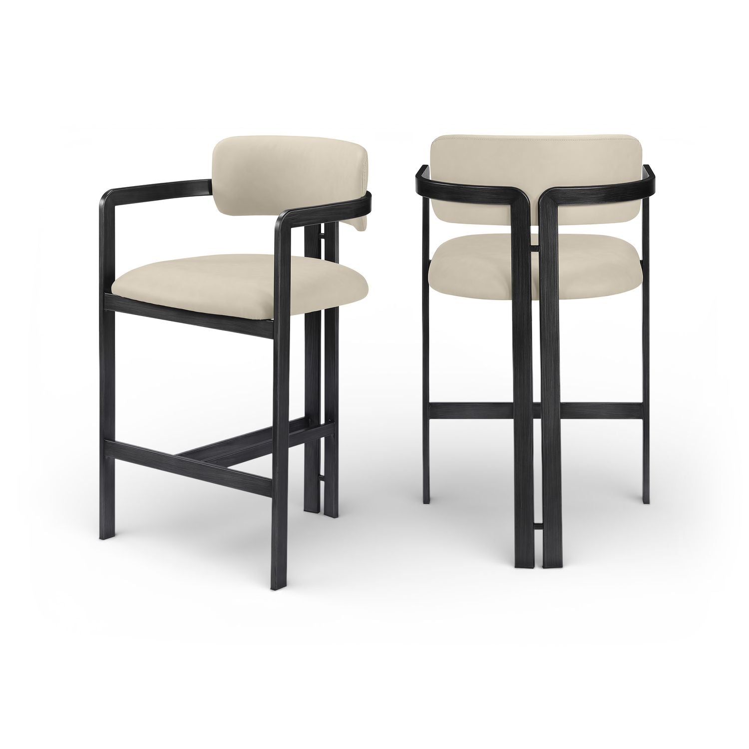 Aurum Beige Vegan Leather Upholstered Counter Stool