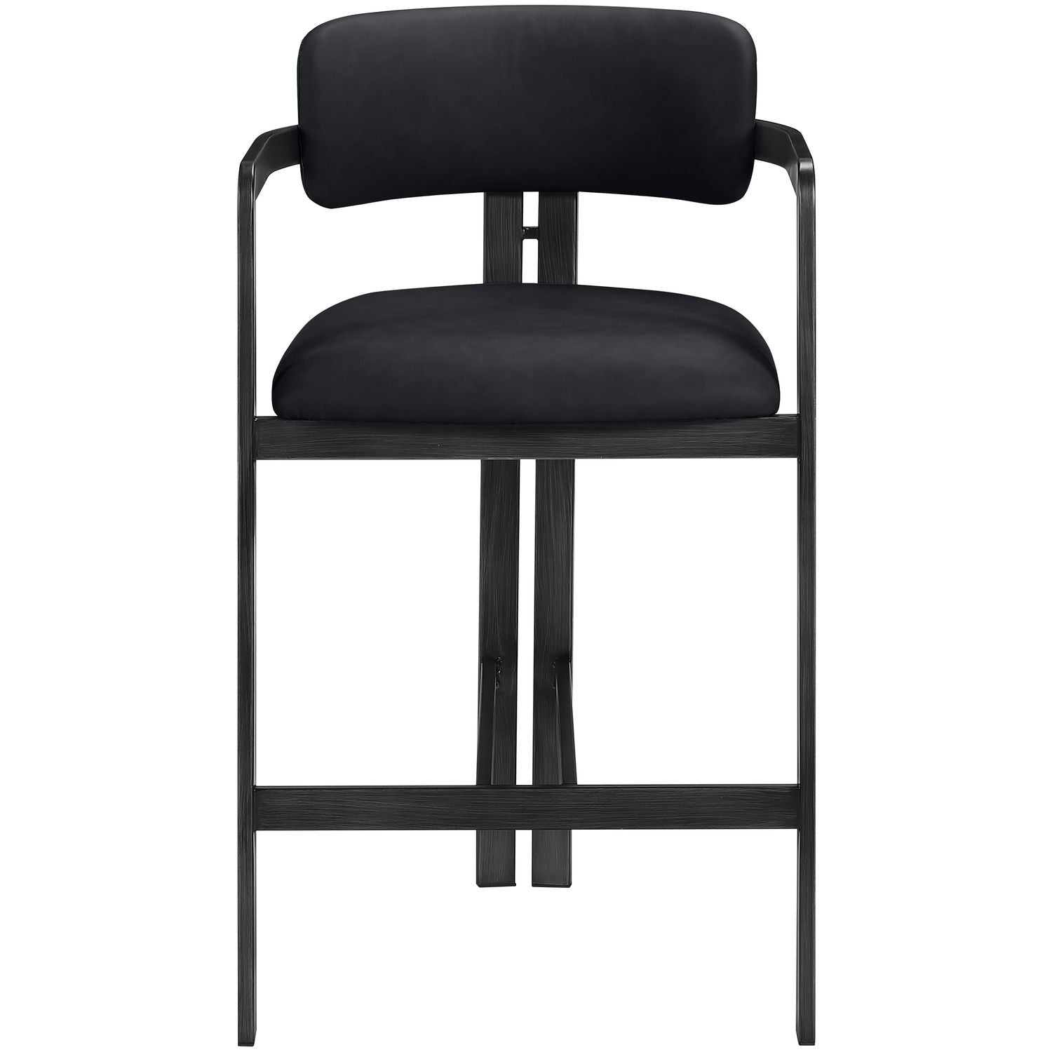 Aurum Vegan Leather Upholstered Counter Stool — Black / Graphite Black