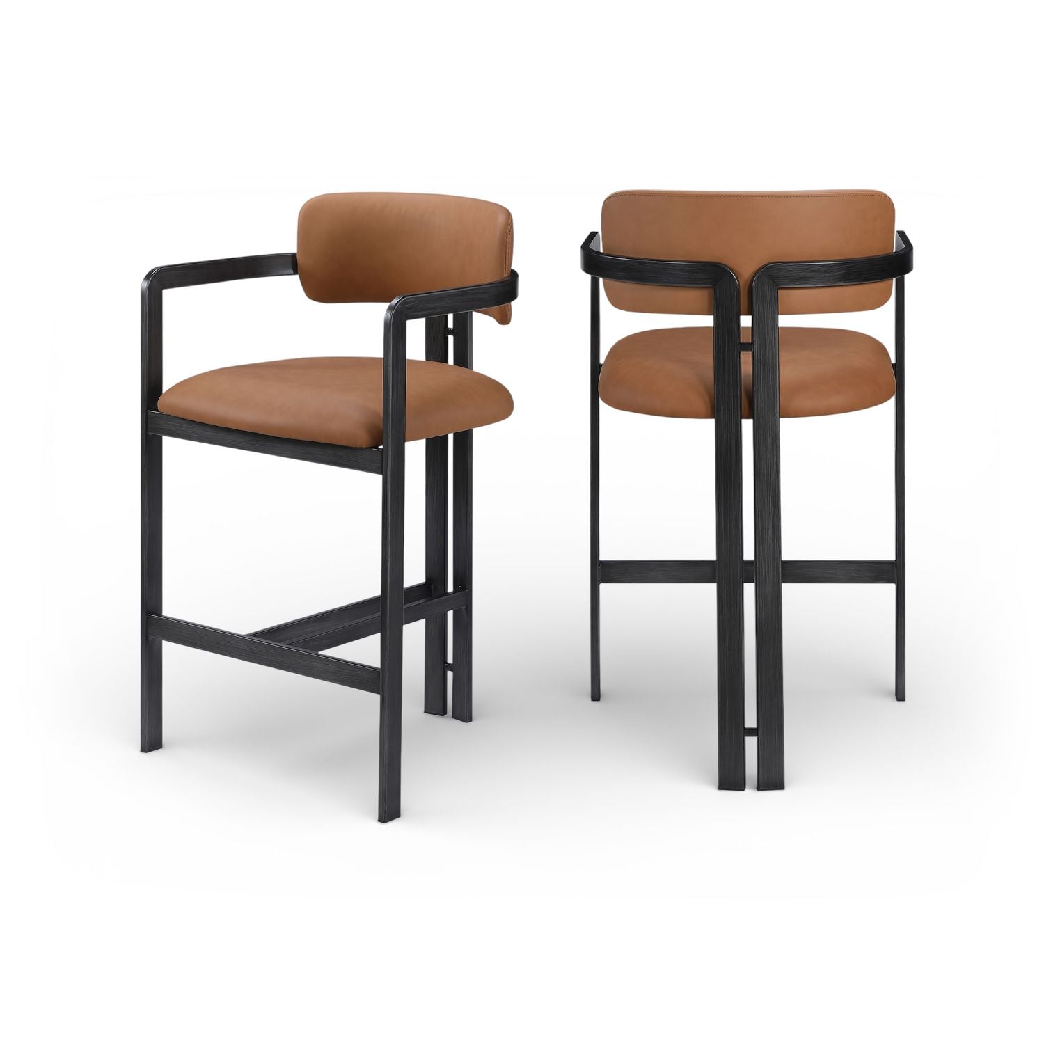 Aurum Cognac Vegan Leather Upholstered Counter Stool