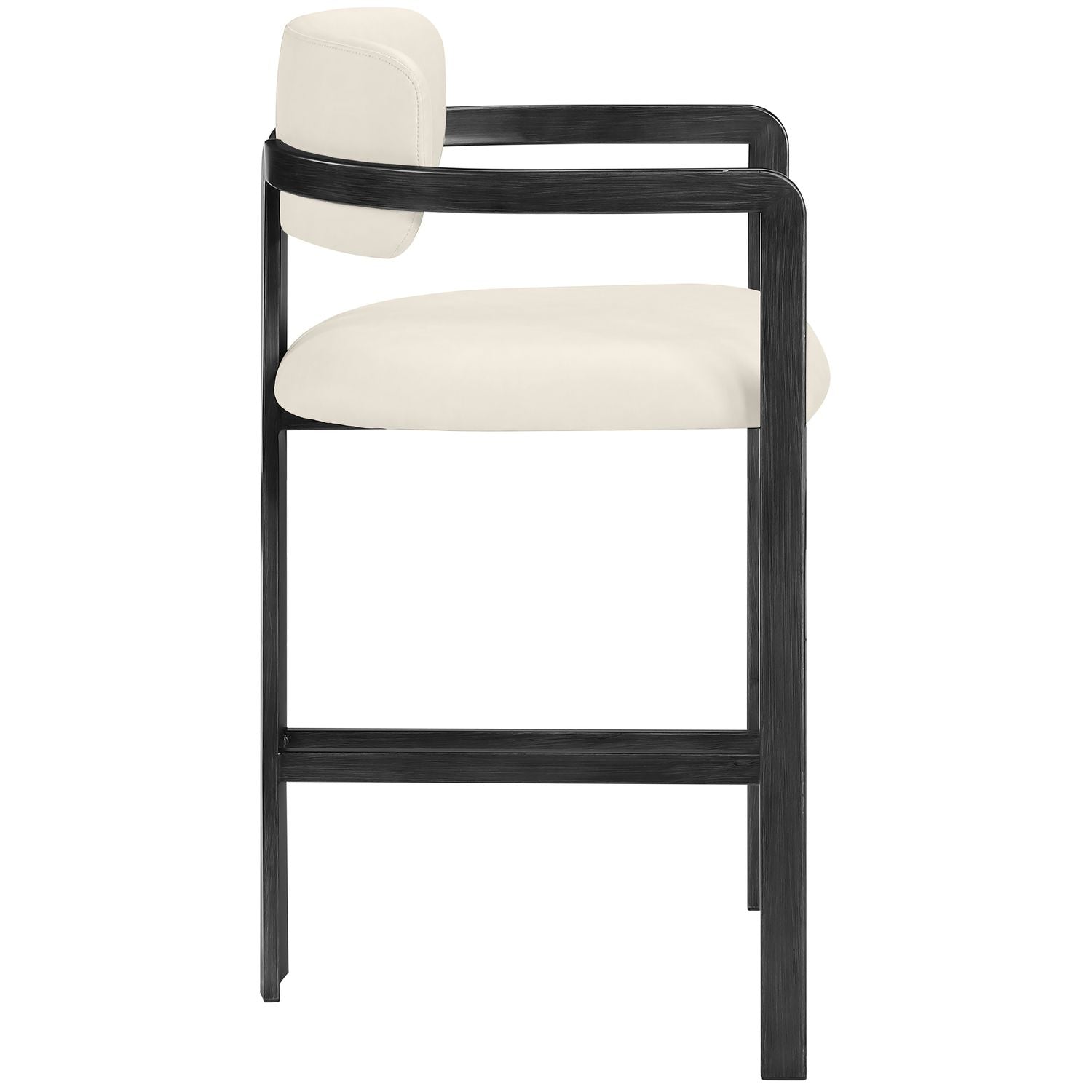 Aurum Vegan Leather Upholstered Counter Stool — Cream / Graphite Black