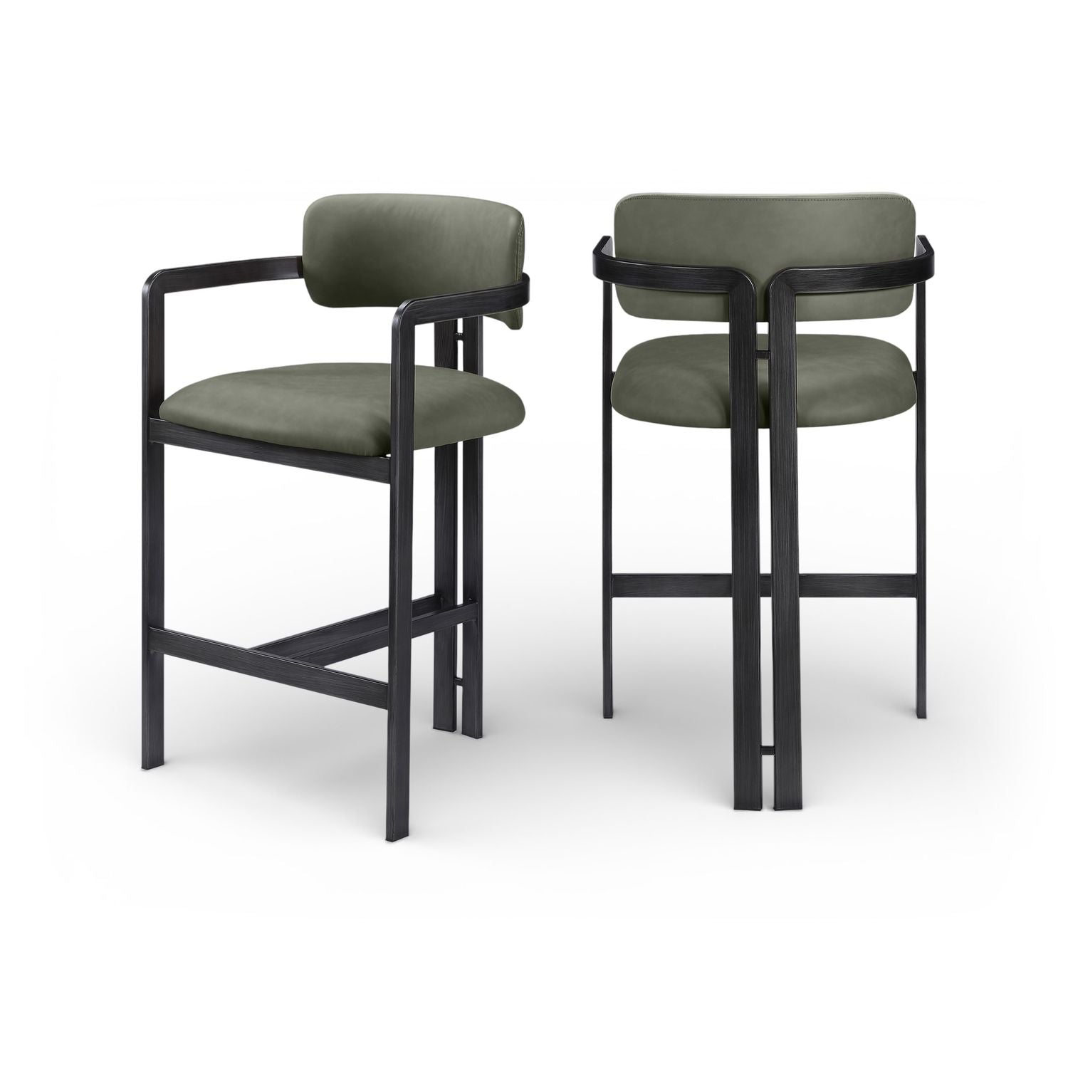 Aurum Green Vegan Leather Upholstered Counter Stool