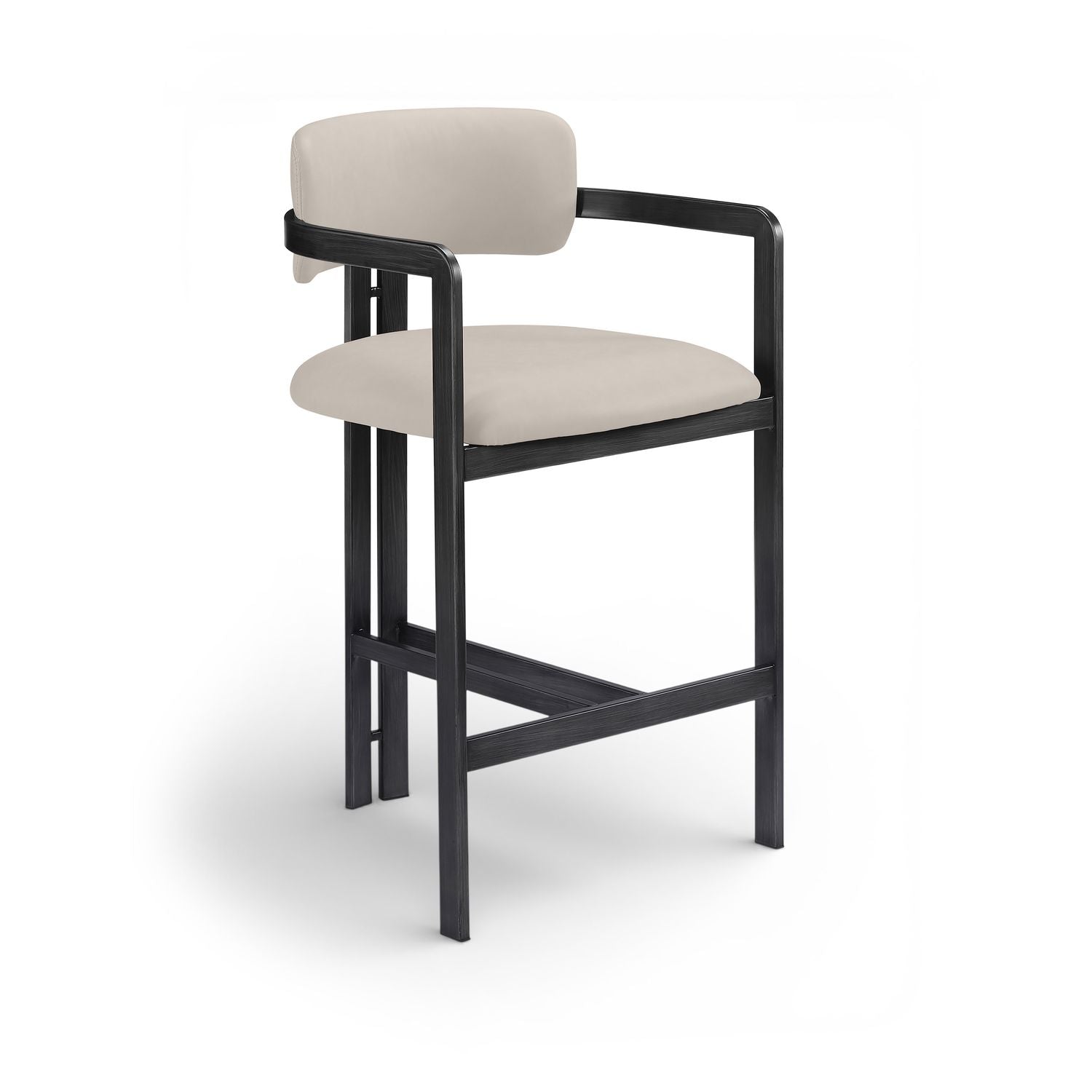 Aurum Vegan Leather Upholstered Counter Stool — Taupe / Graphite Black