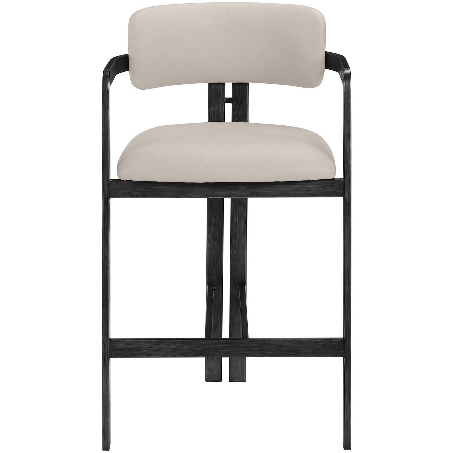 Aurum Vegan Leather Upholstered Counter Stool — Taupe / Graphite Black